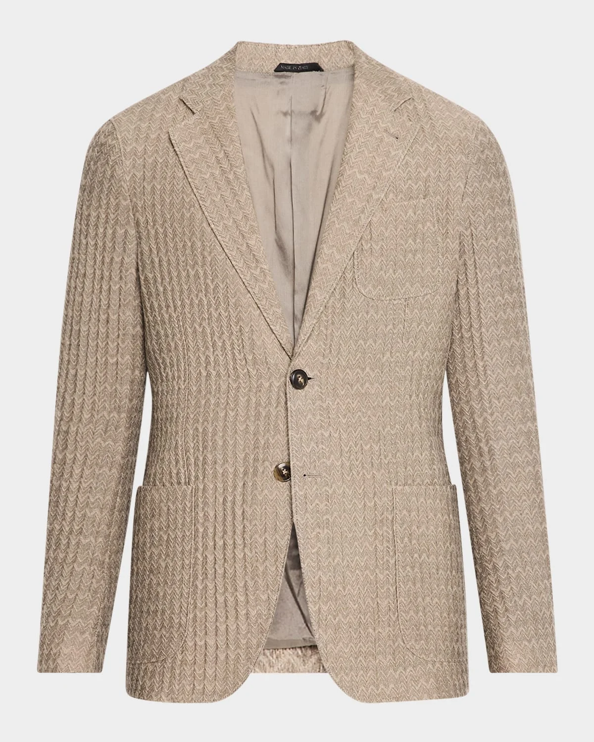 Men's Cashmere-Silk Deconstructed Chevron Blazer - 1