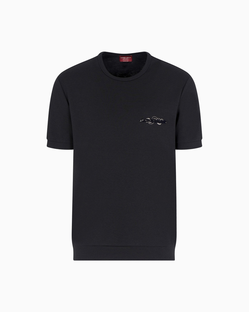 COTTON AND SILK CREW-NECK T-SHIRT 1