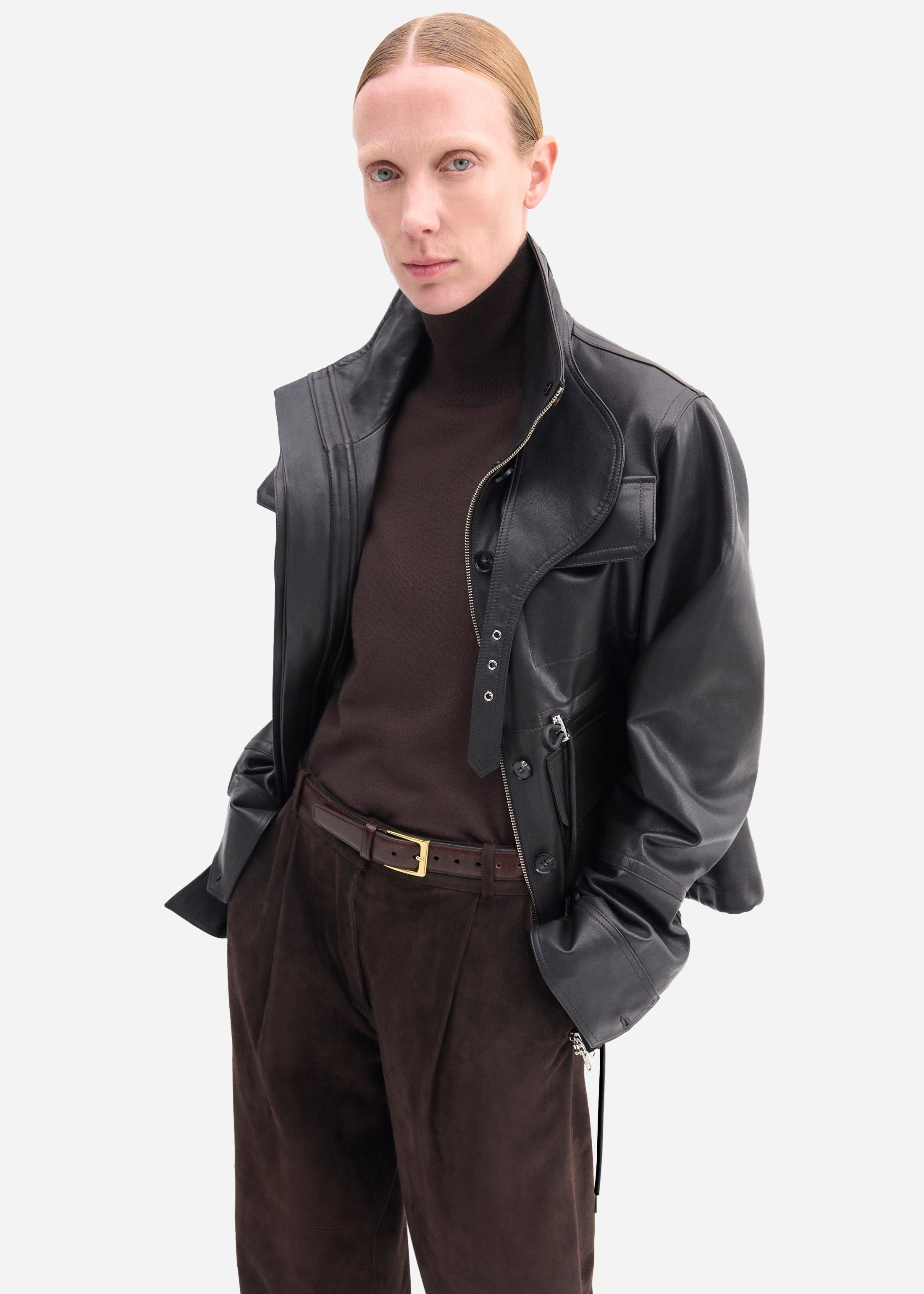Military Jacket in Leather - 4
