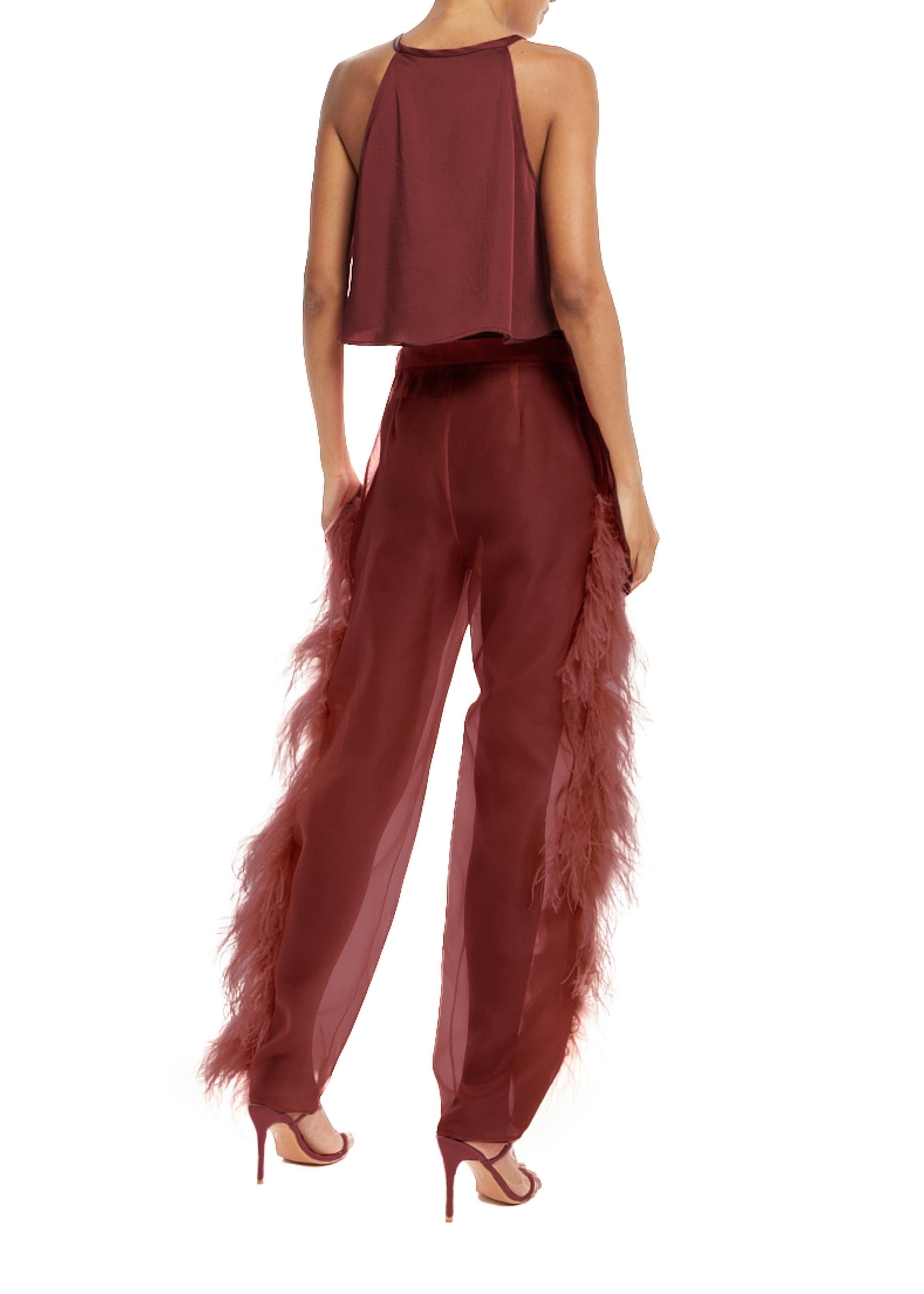 Organza Trouser With Feathers - 2