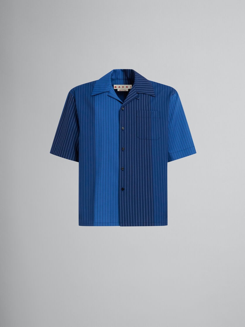 BLUE DÉGRADÉ PINSTRIPE WOOL BOWLING SHIRT - 1