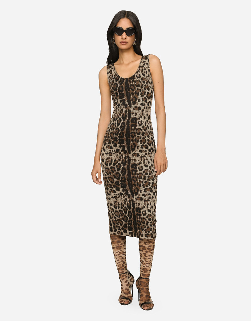 Dolce & Gabbana Long jersey dress with jacquard leopard design outlook