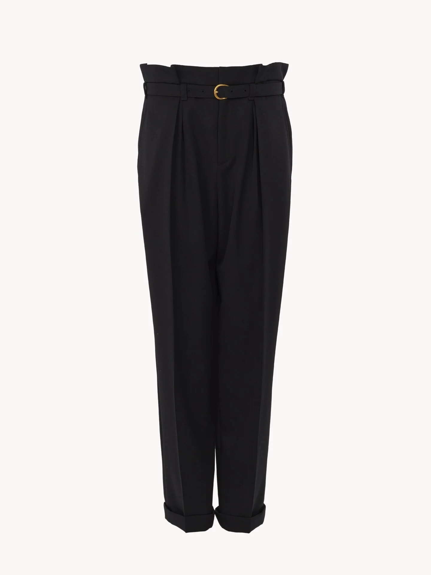 HIGH-RISE WIDE-LEG PANTS IN WOOL GRAIN DE POUDRE - 1