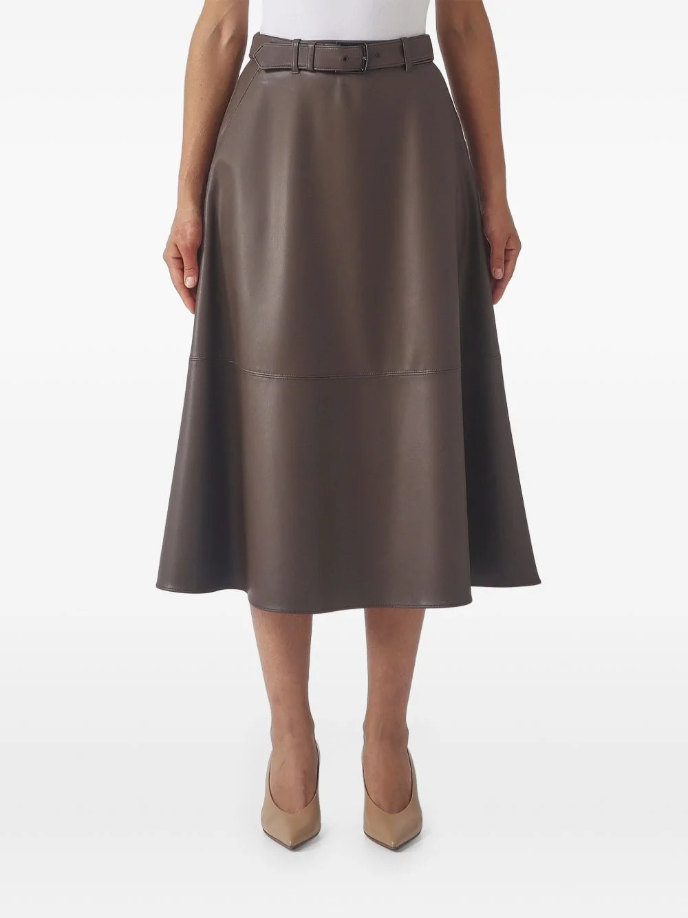 belted A-line midi skirt - 1