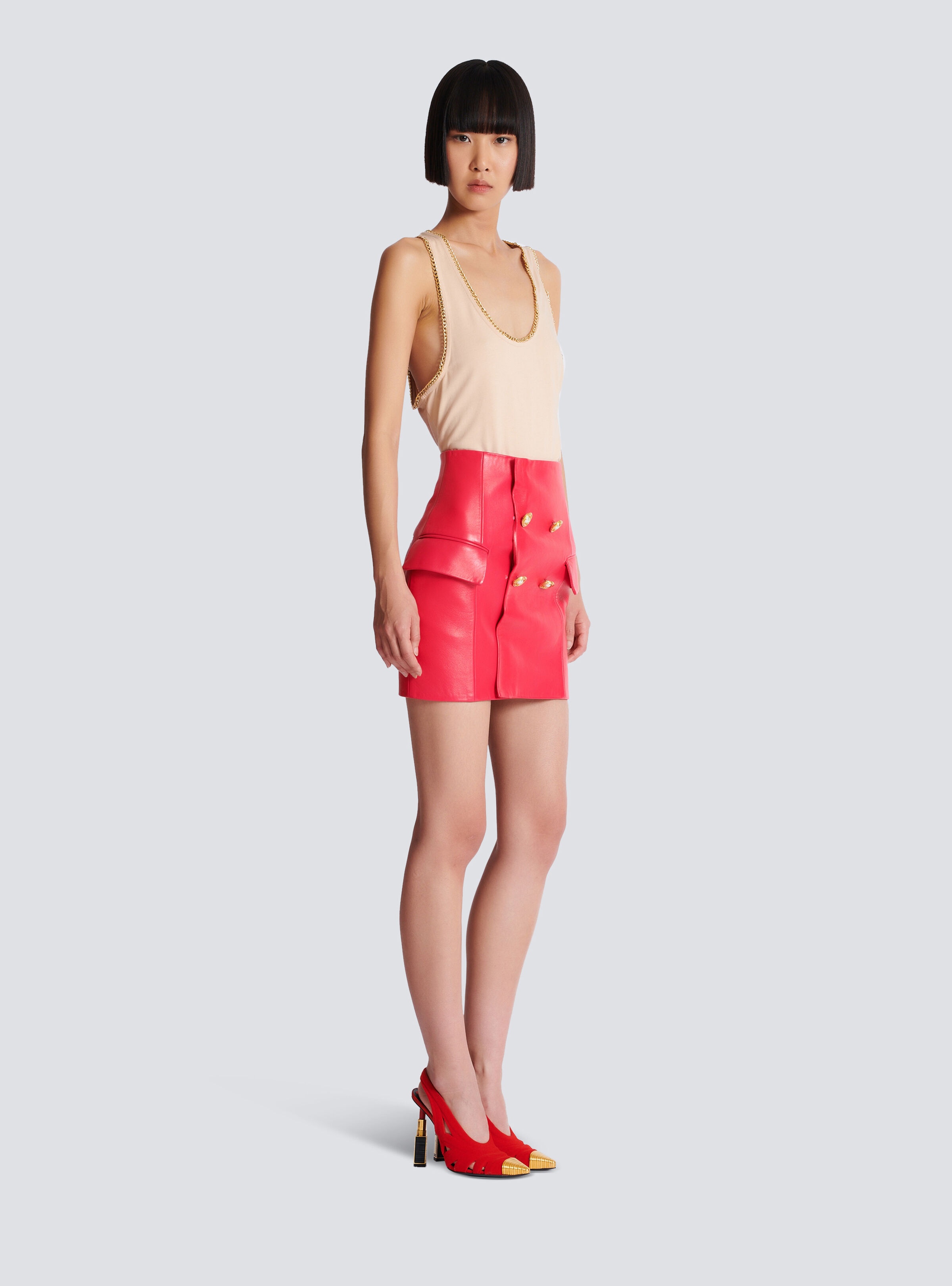 Short lambskin skirt - 3