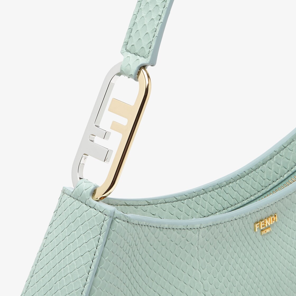 Mint green python leather pouch - 5