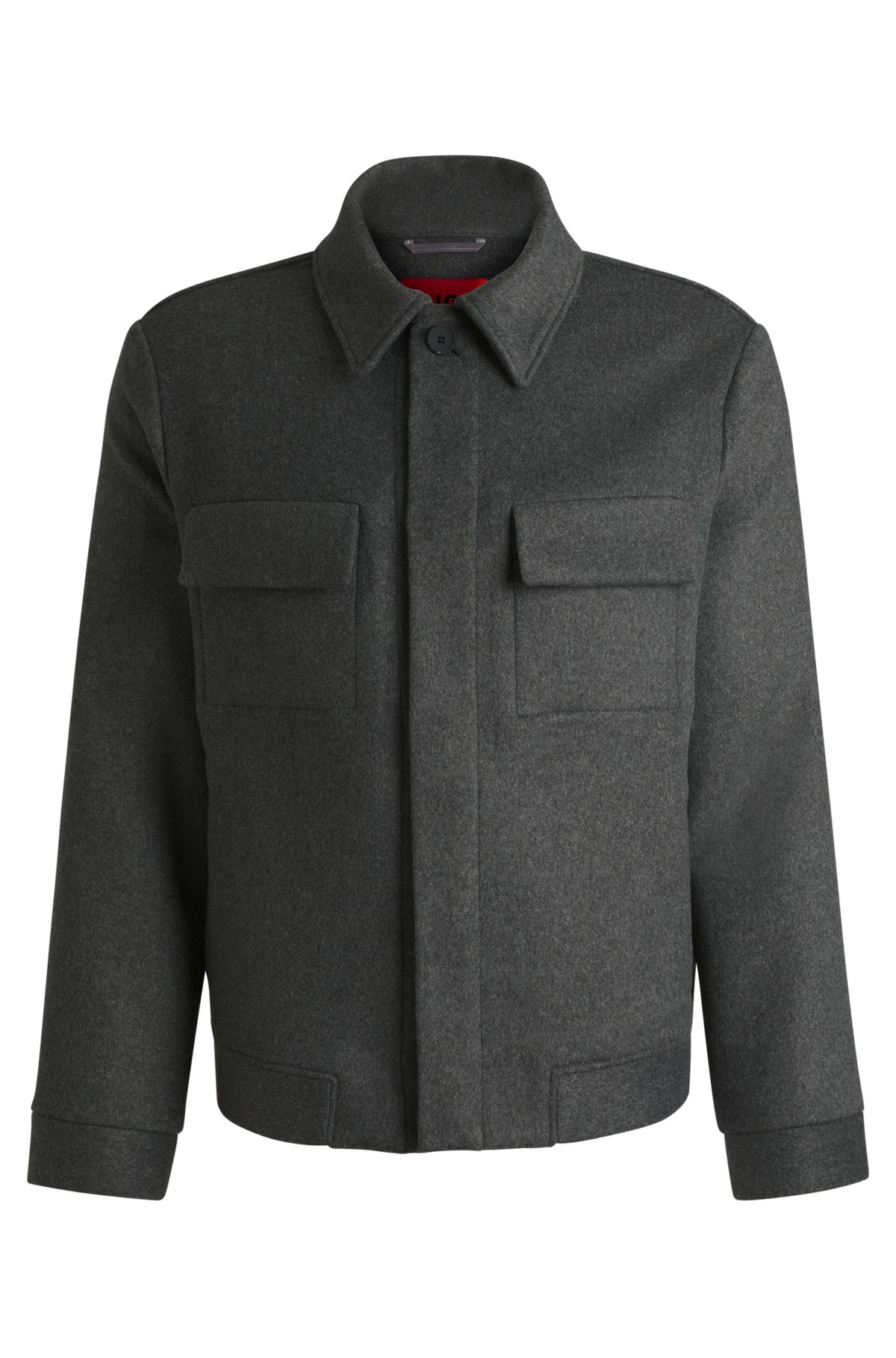 REGULAR-FIT JACKET WITH CONCEALED CLOSURE AND SHIRT COLLAR - 1
