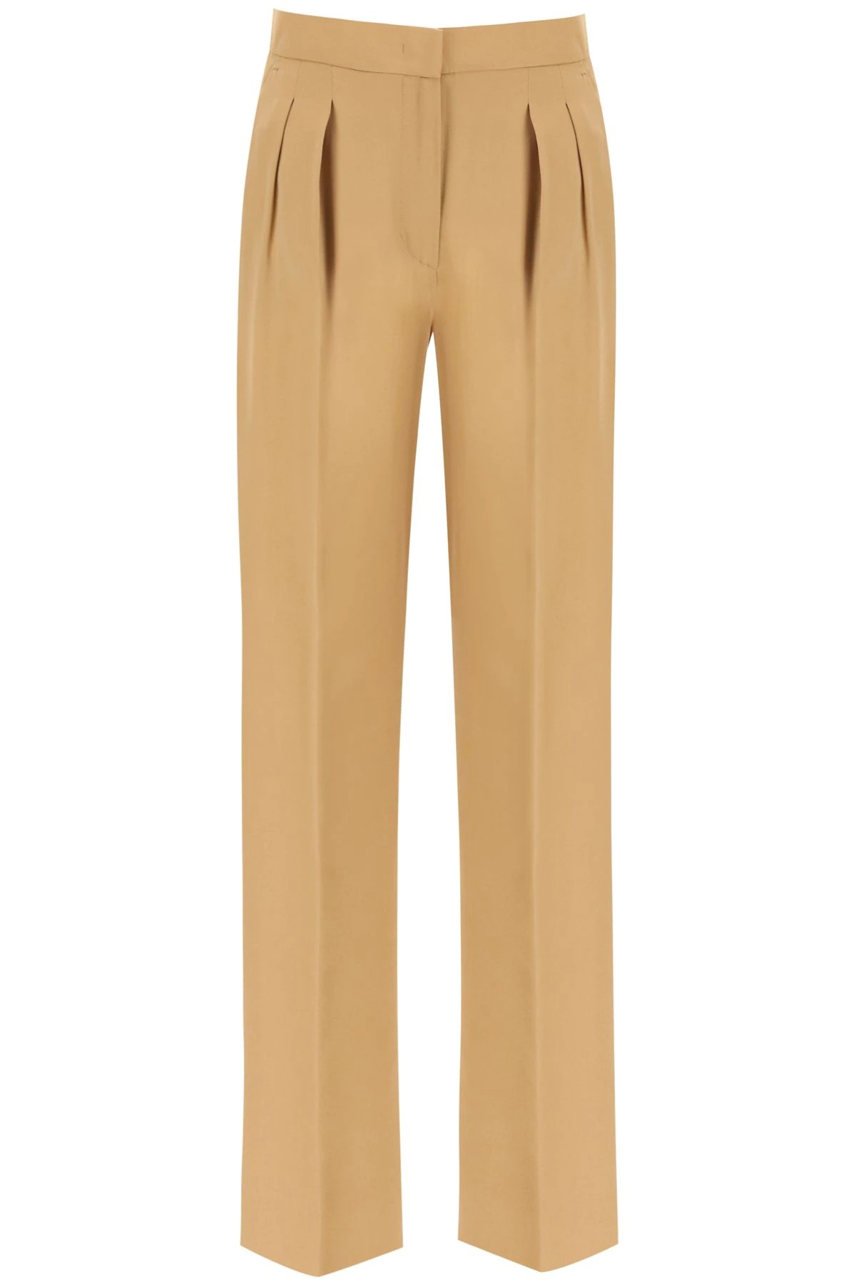 SILK PANTS WITH EMBROIDERED BANDS - 1