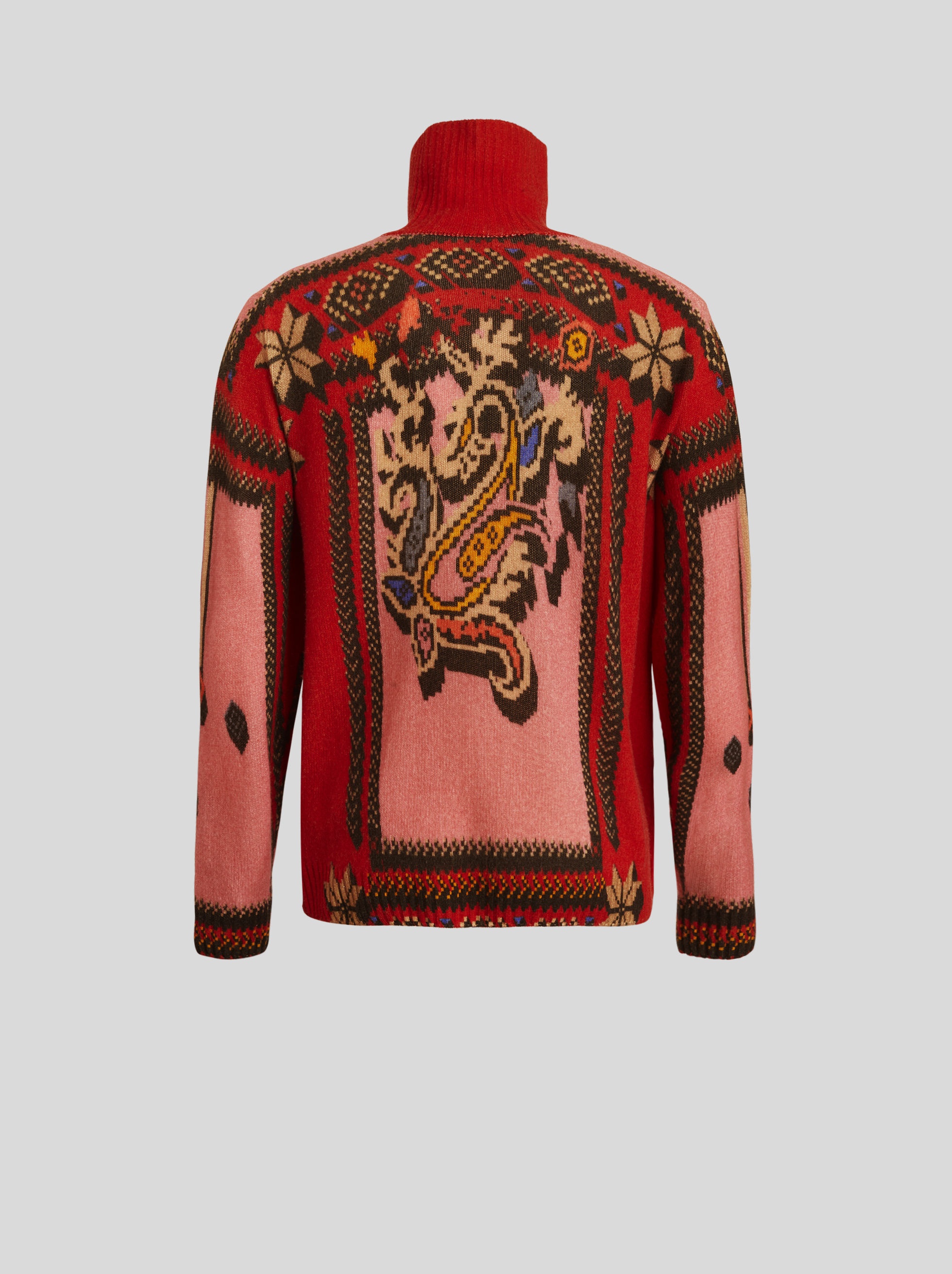 VIRGIN WOOL POLO NECK PRINTED JUMPER - 5