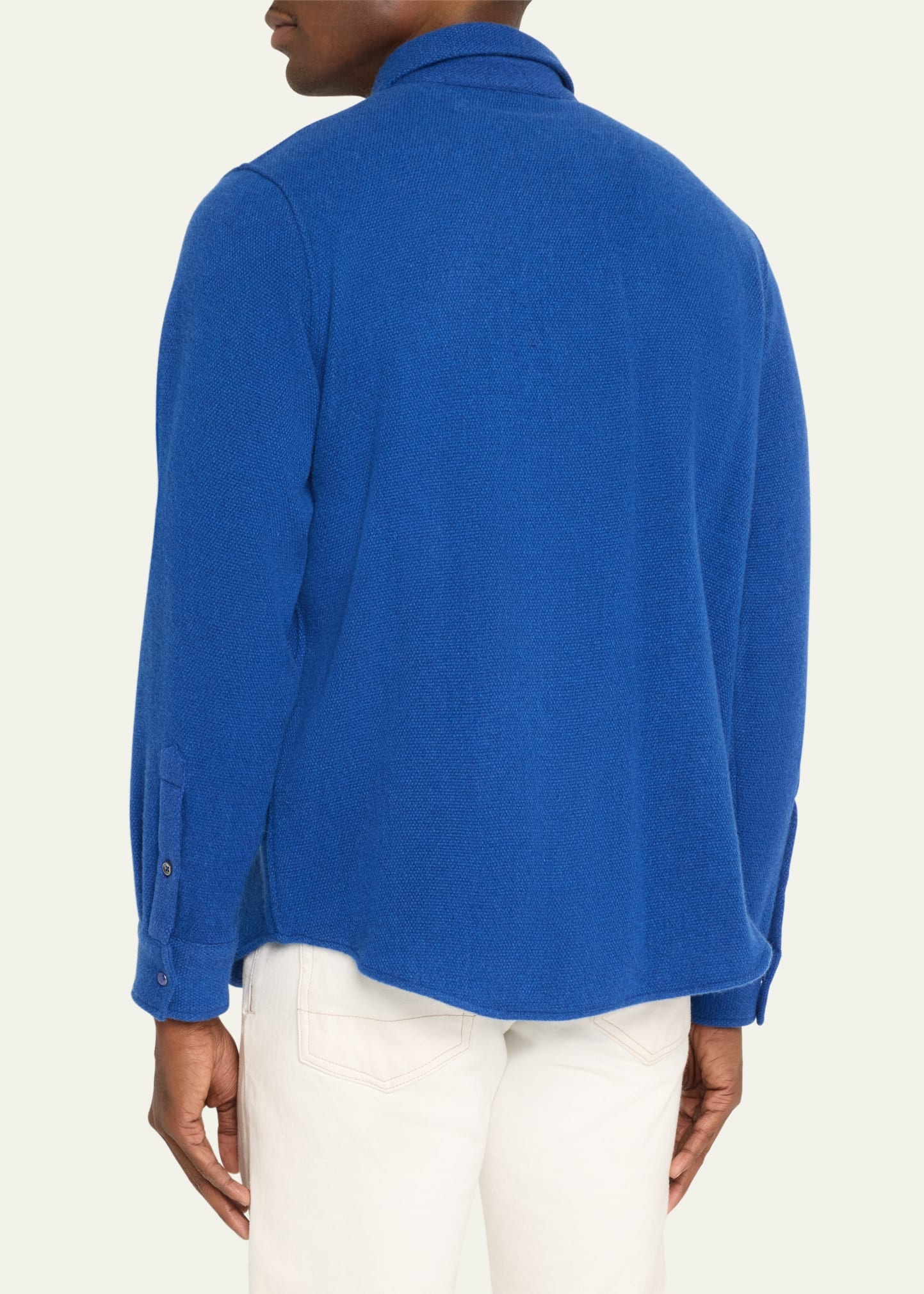 Men's Cashmere Shirt with Lapis Lazuli Snaps - 3