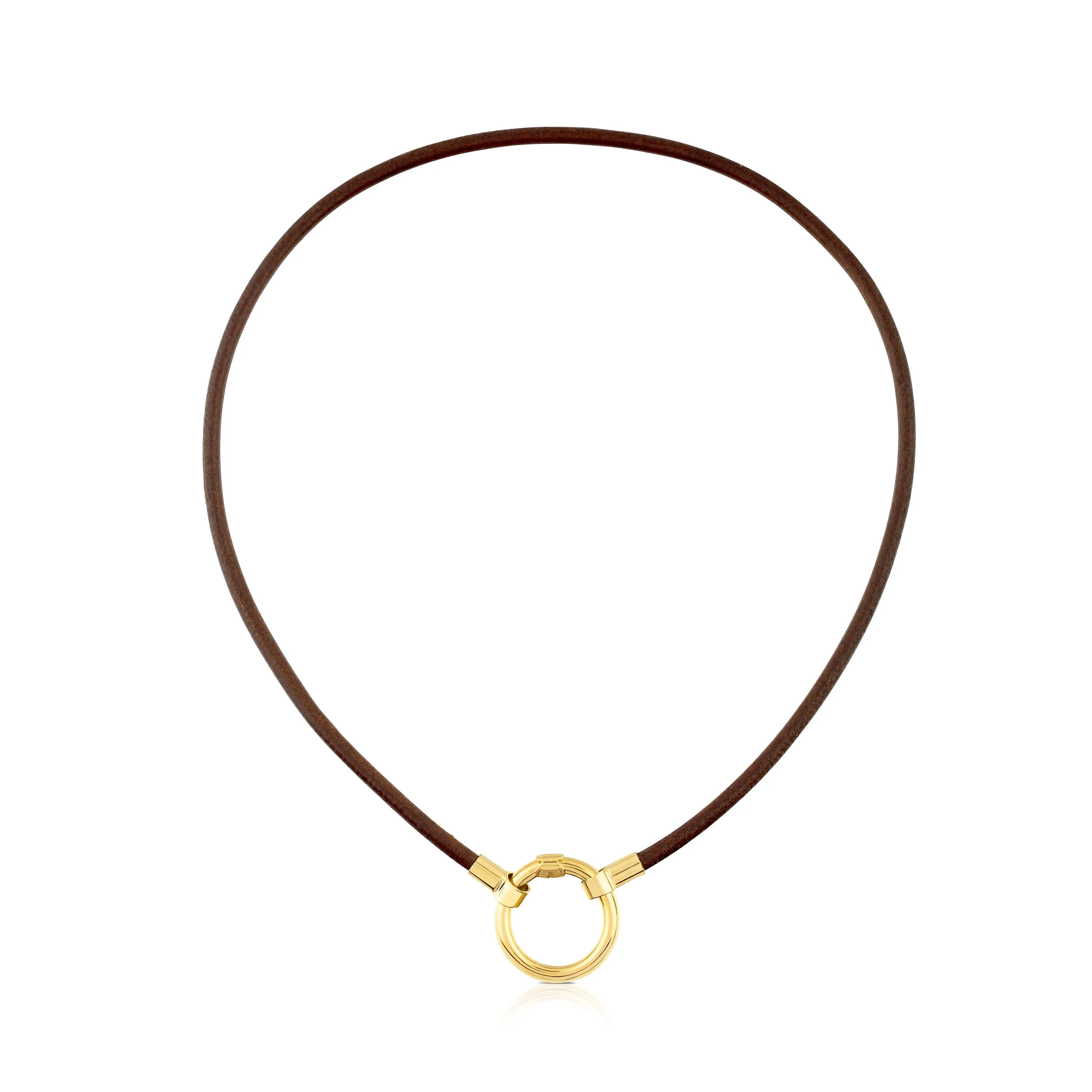 18K gold vermeil and Leather Hold Necklace - 1