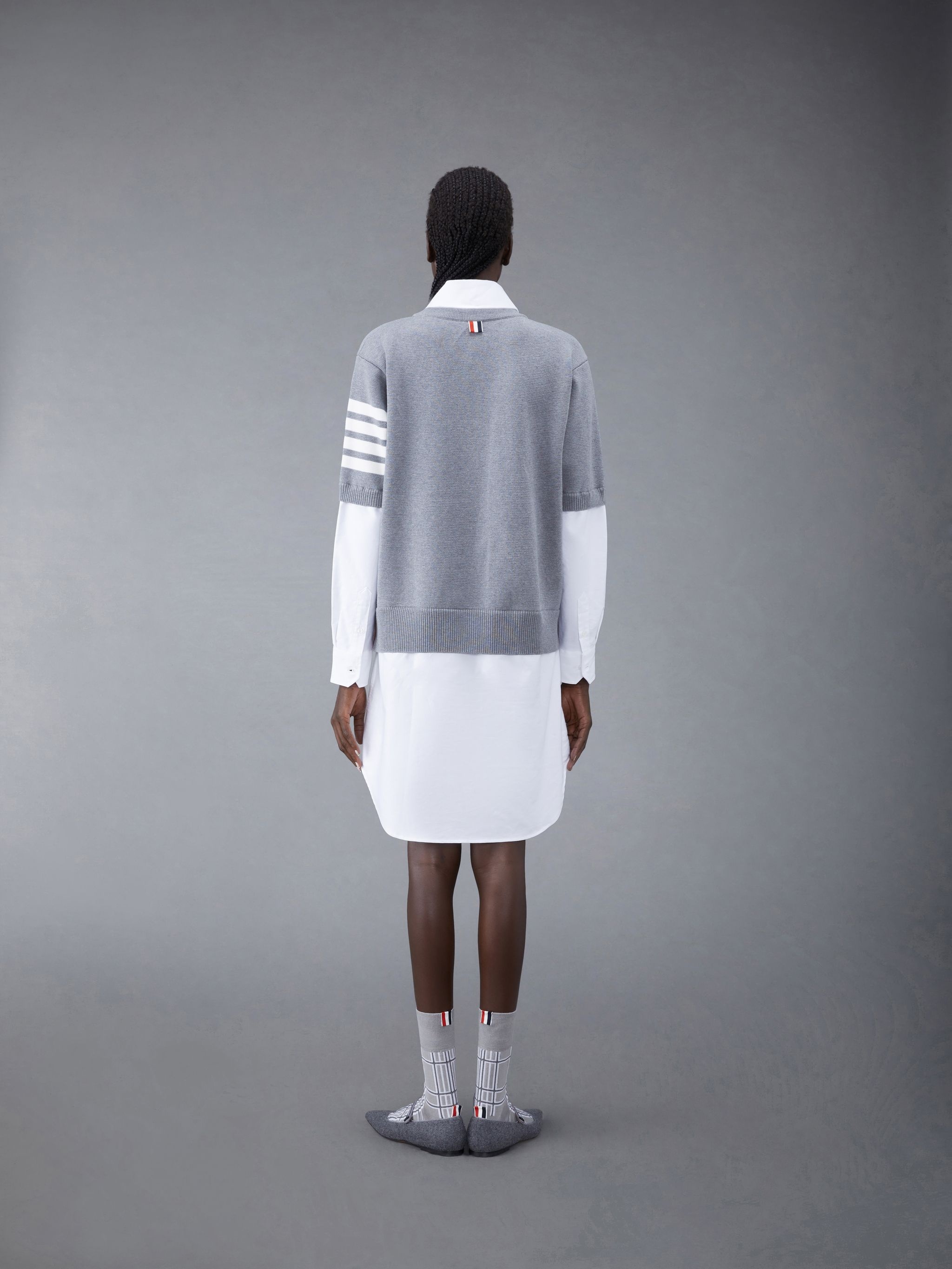 Cotton Milano and Oxford 4-Bar V-Neck Tee and Shirtdress Combo - 3