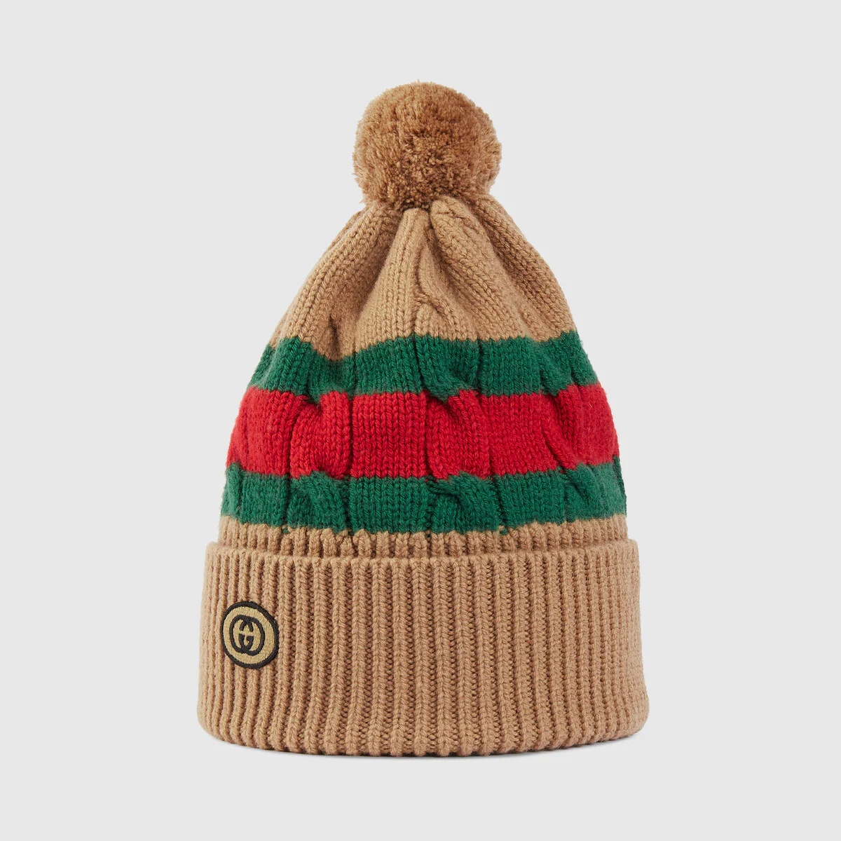 Wool knit hat with Web stripe - 2