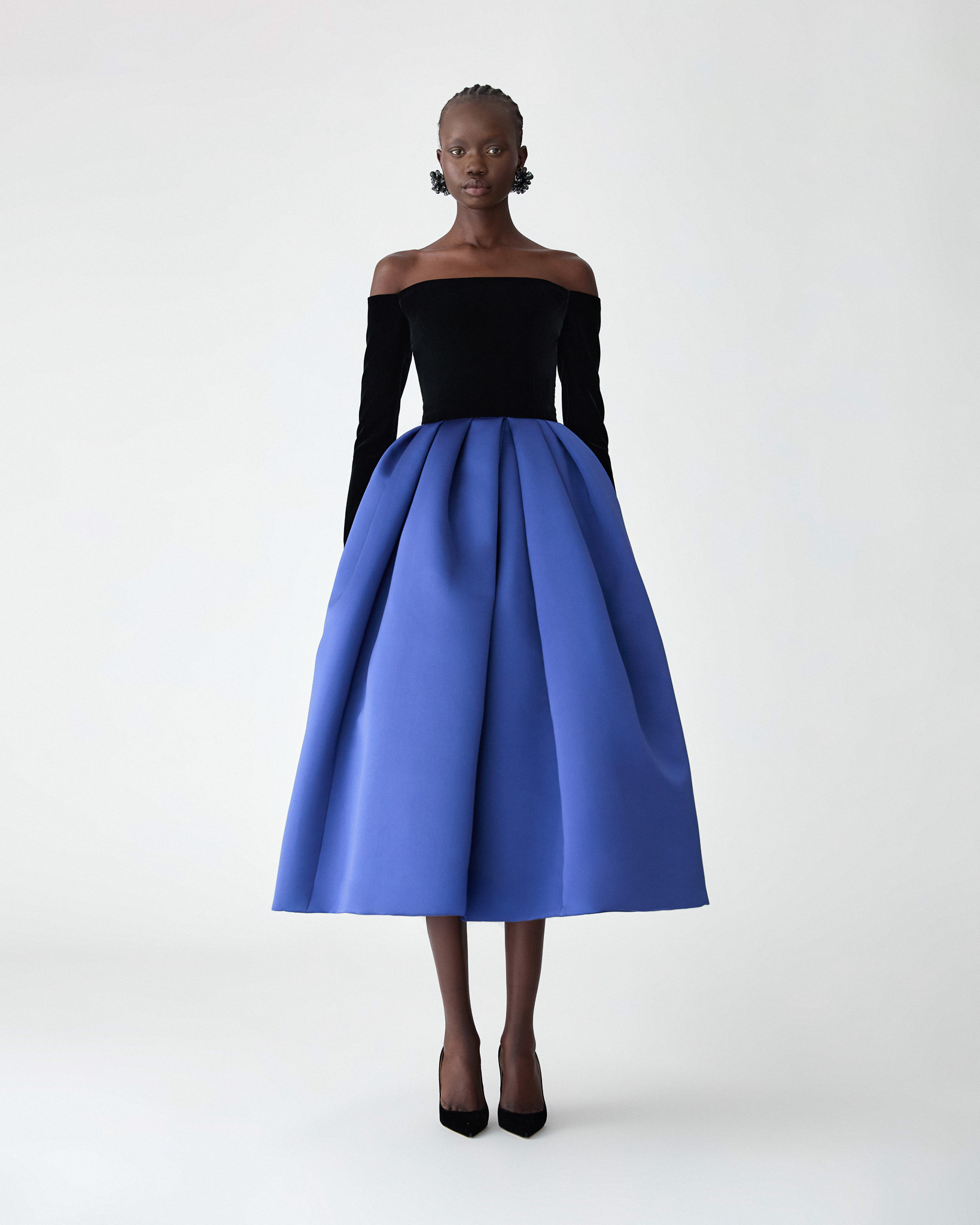 Off-The-Shoulder Combo Midi Dress - 2