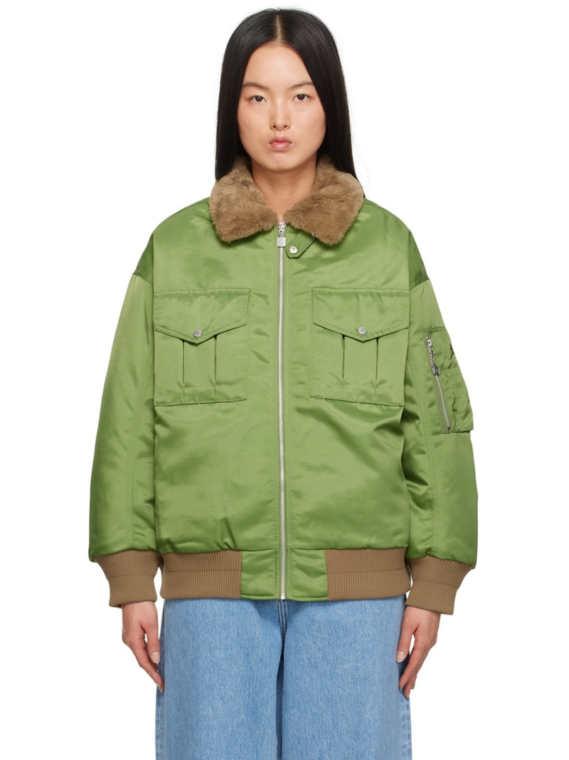 Green Zip Bomber Jacket - 1