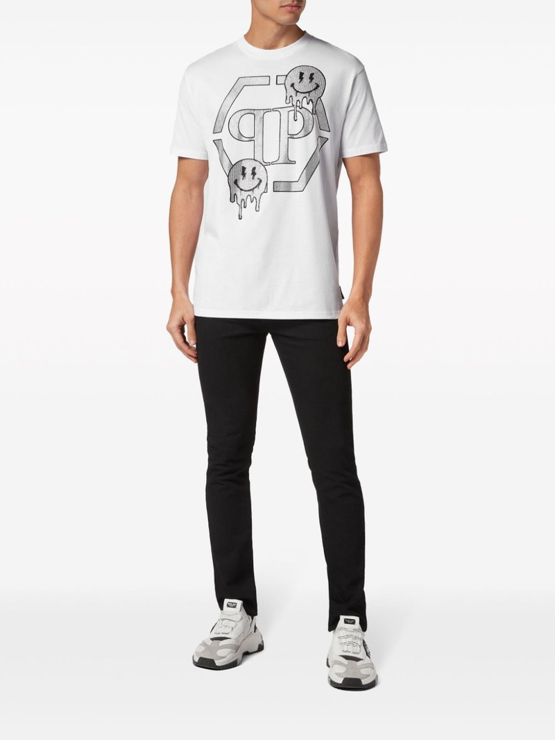 PHILIPP PLEIN rhinestone-logo cotton T-shirt outlook