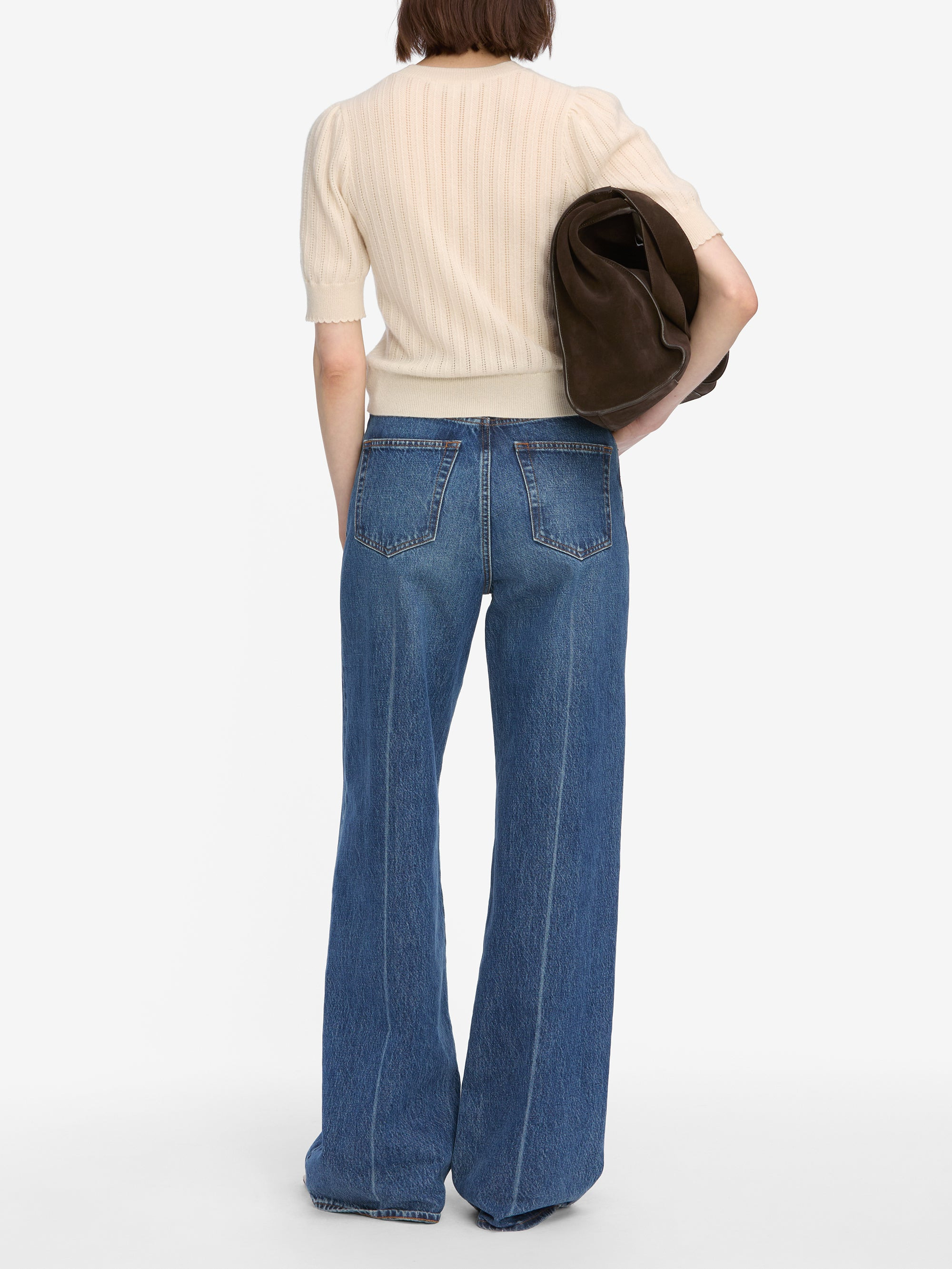 The Ladder Pointelle Sweater in Cream - 6