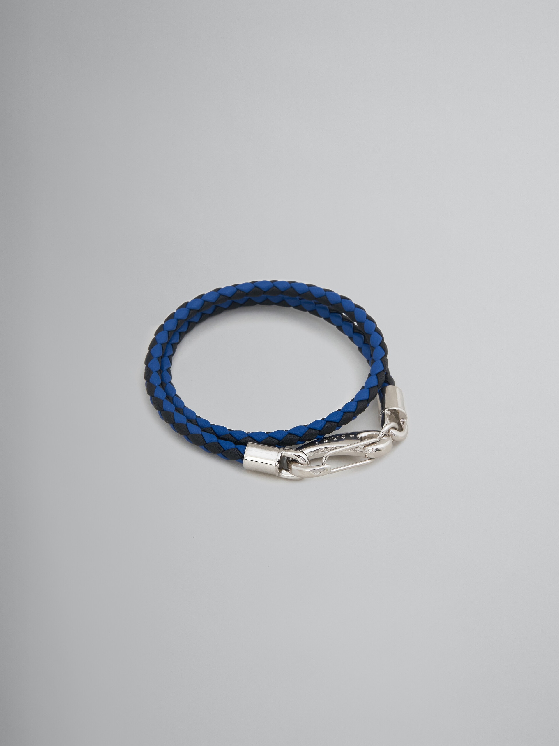 BLUE AND BLACK WOVEN LEATHER BRACELET - 1