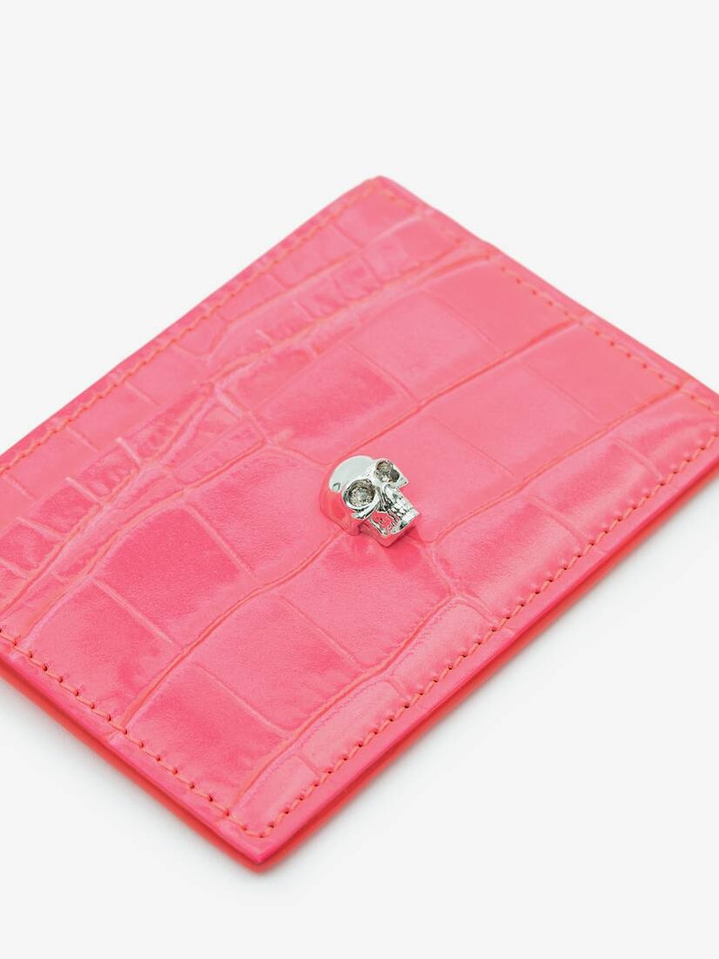 Alexander McQueen Skull Card Holder in Neon Pink outlook