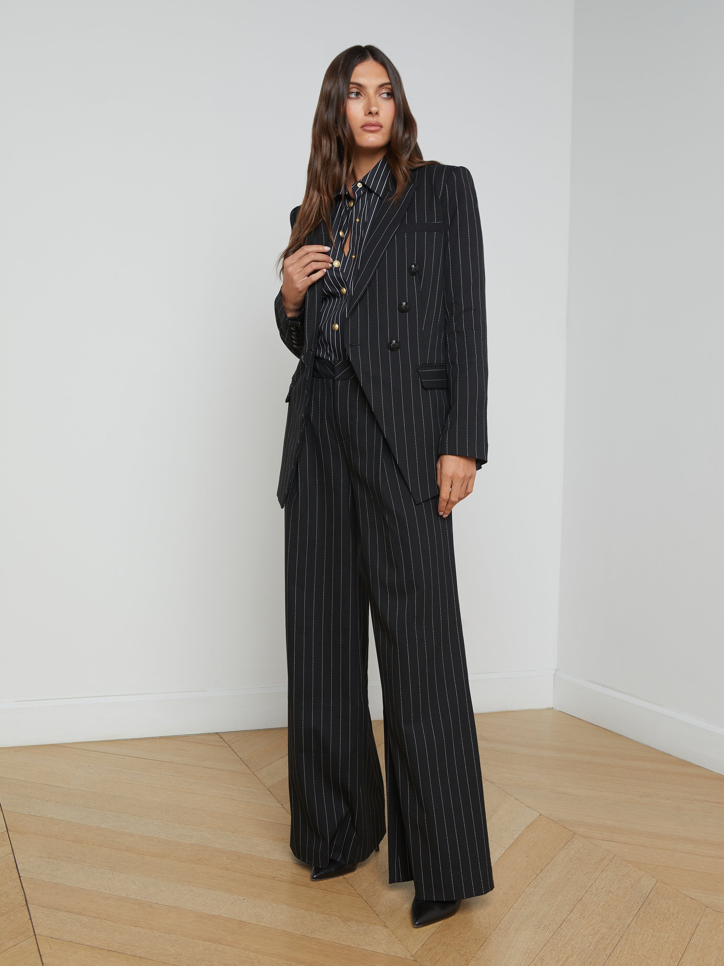 Kendi Pinstriped Long Blazer - 4