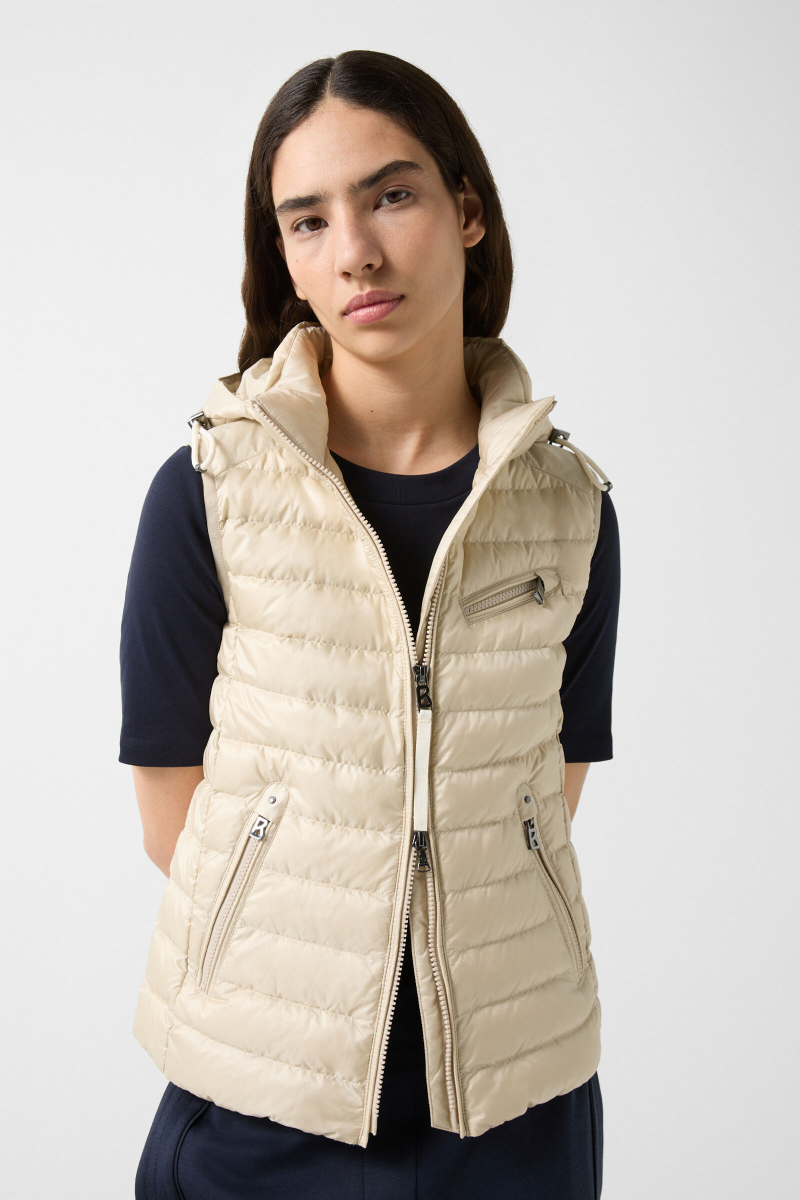 Florisa lightweight down vest in Sand - 2
