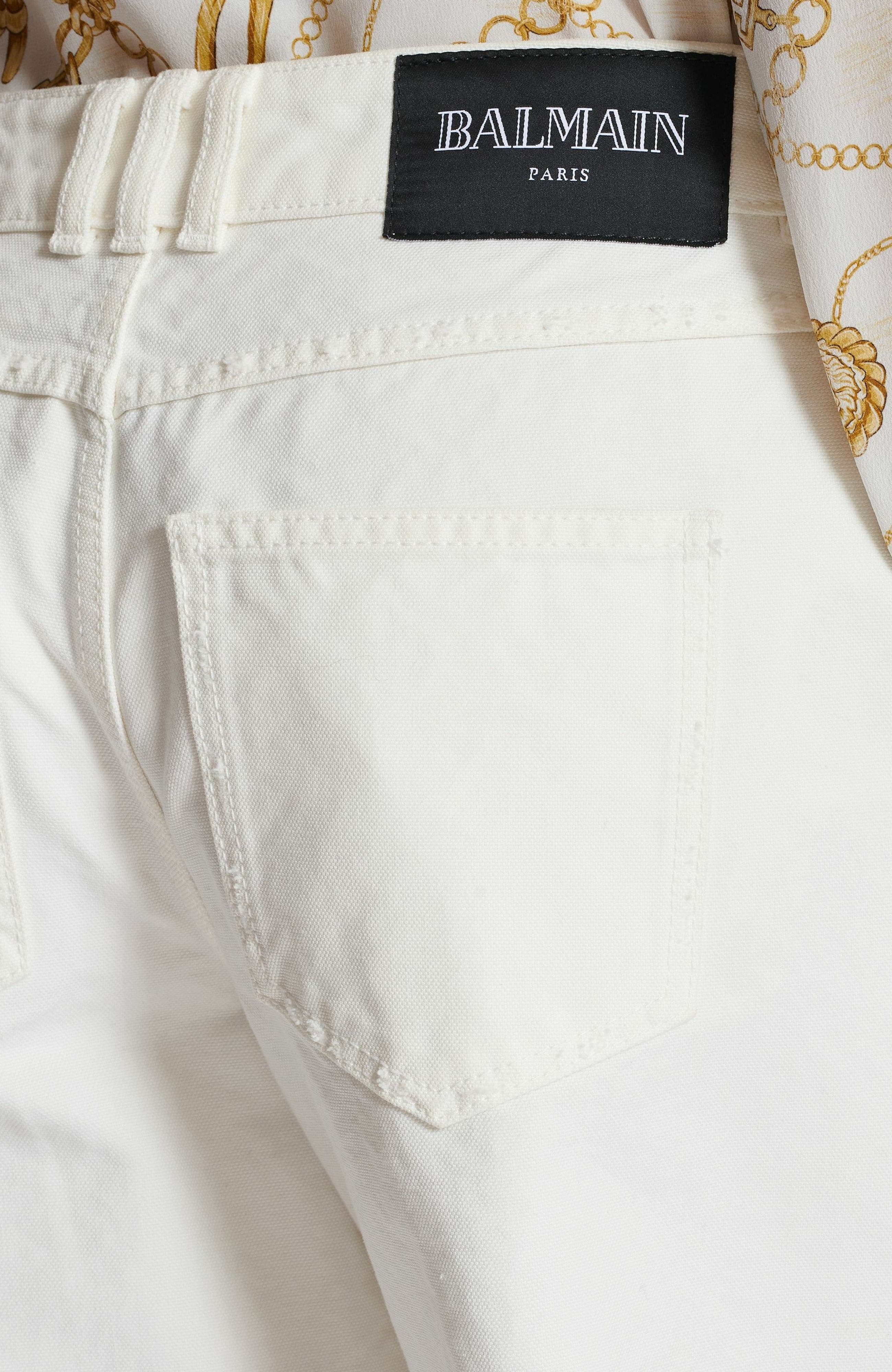Balmain Plain denim straight-fit jeans in White at Nordstrom - 4
