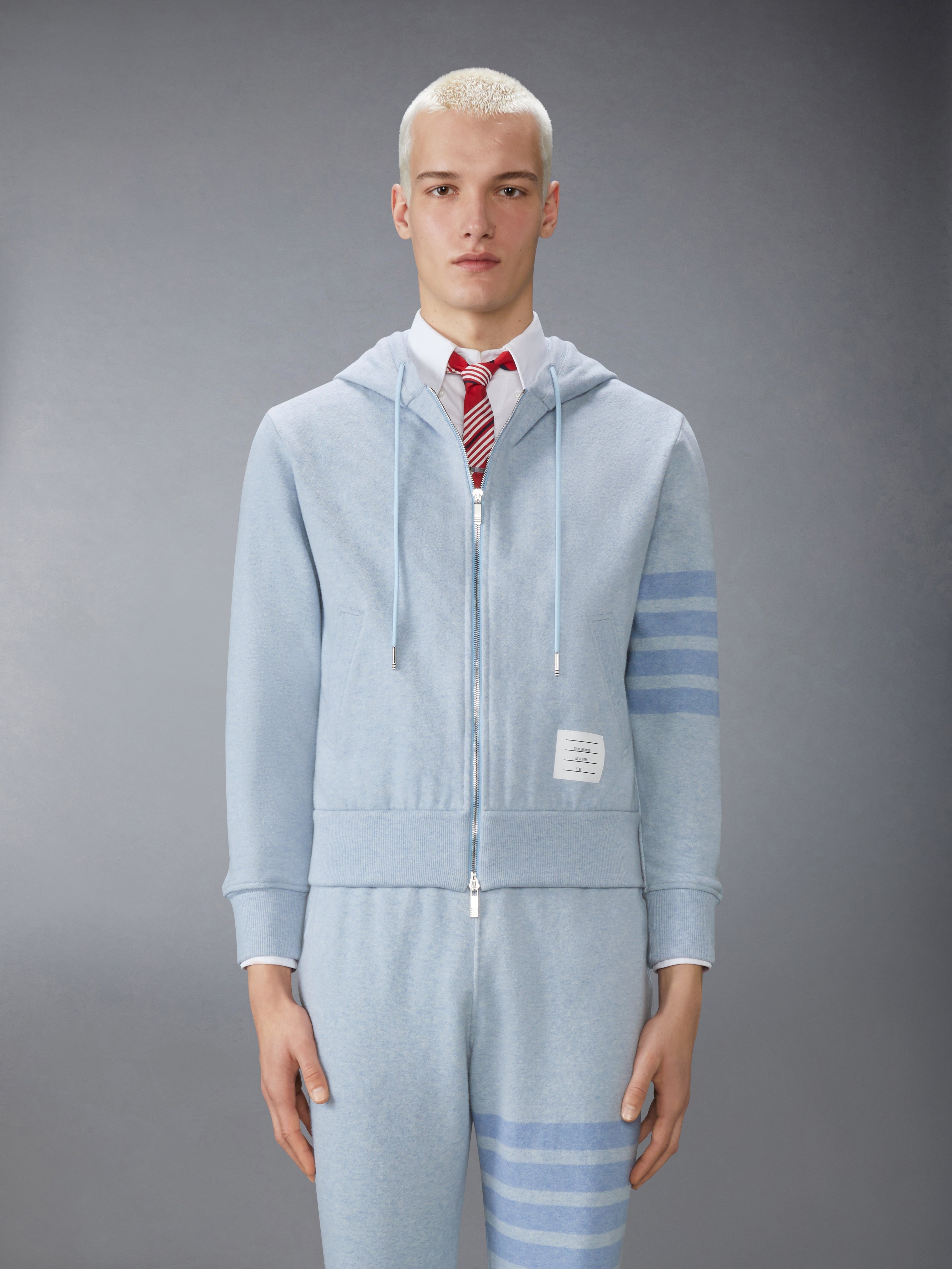 MELANGE BRUSHED LOOPBACK 4-BAR ZIP UP HOODIE - 2