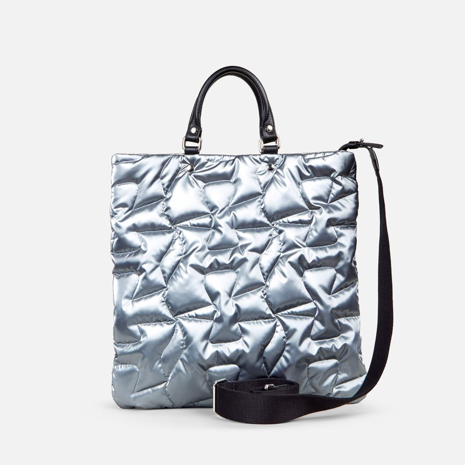 Quilted Shopping Bag Silver - 5
