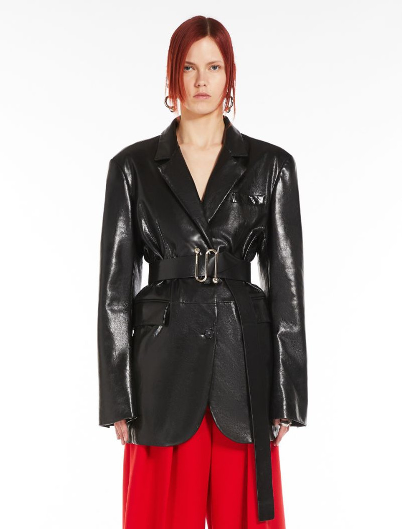 Long nappa-leather blazer 3