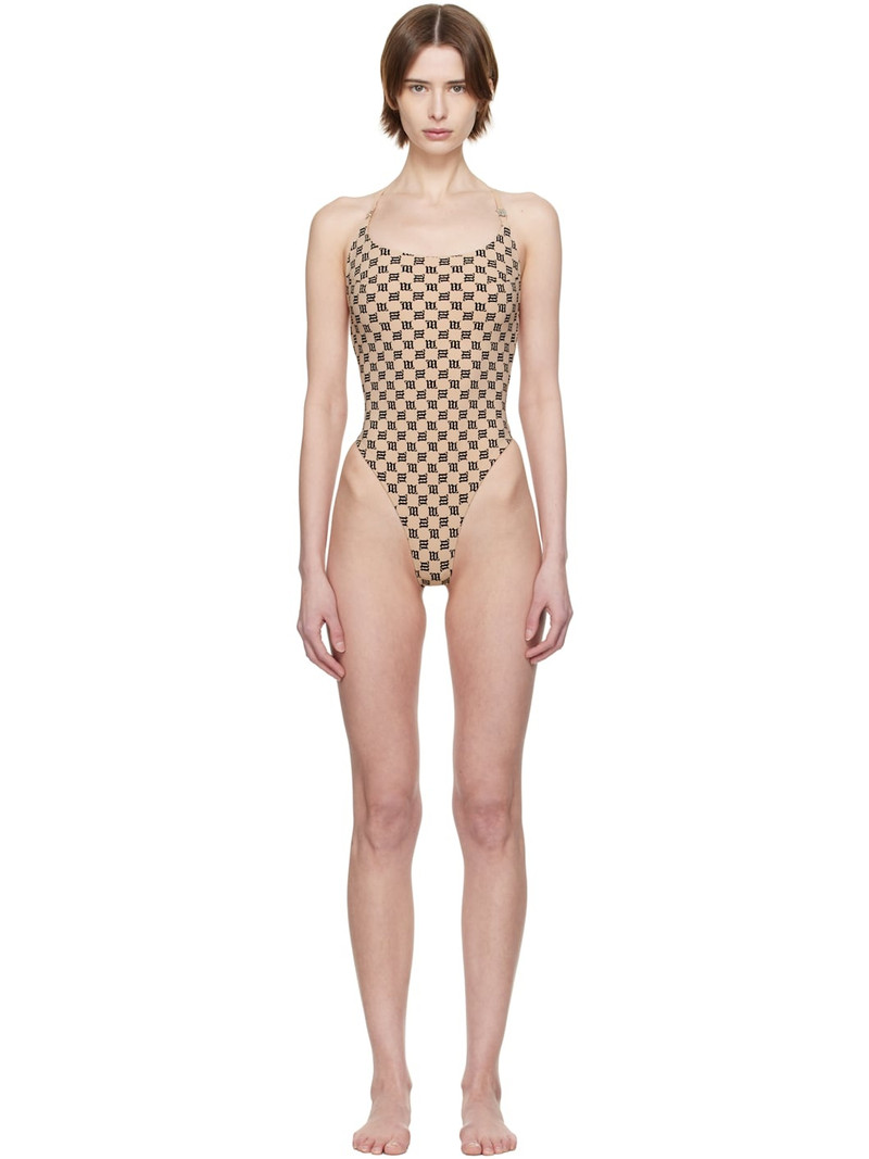 Beige Monogram One-Piece Swimsuit 1