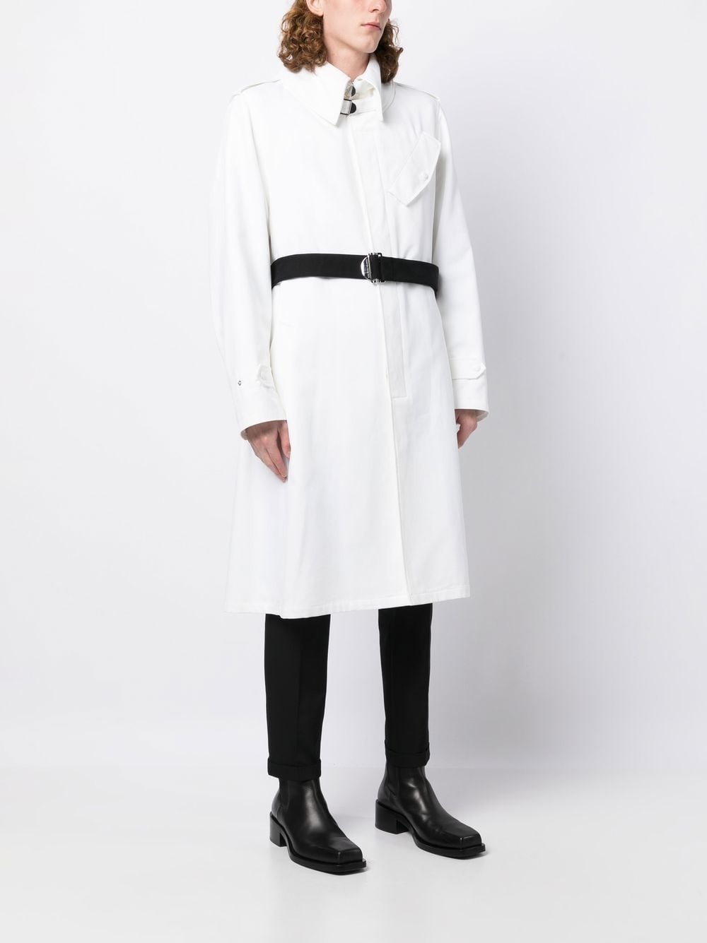 belted single-breasted coat - 3
