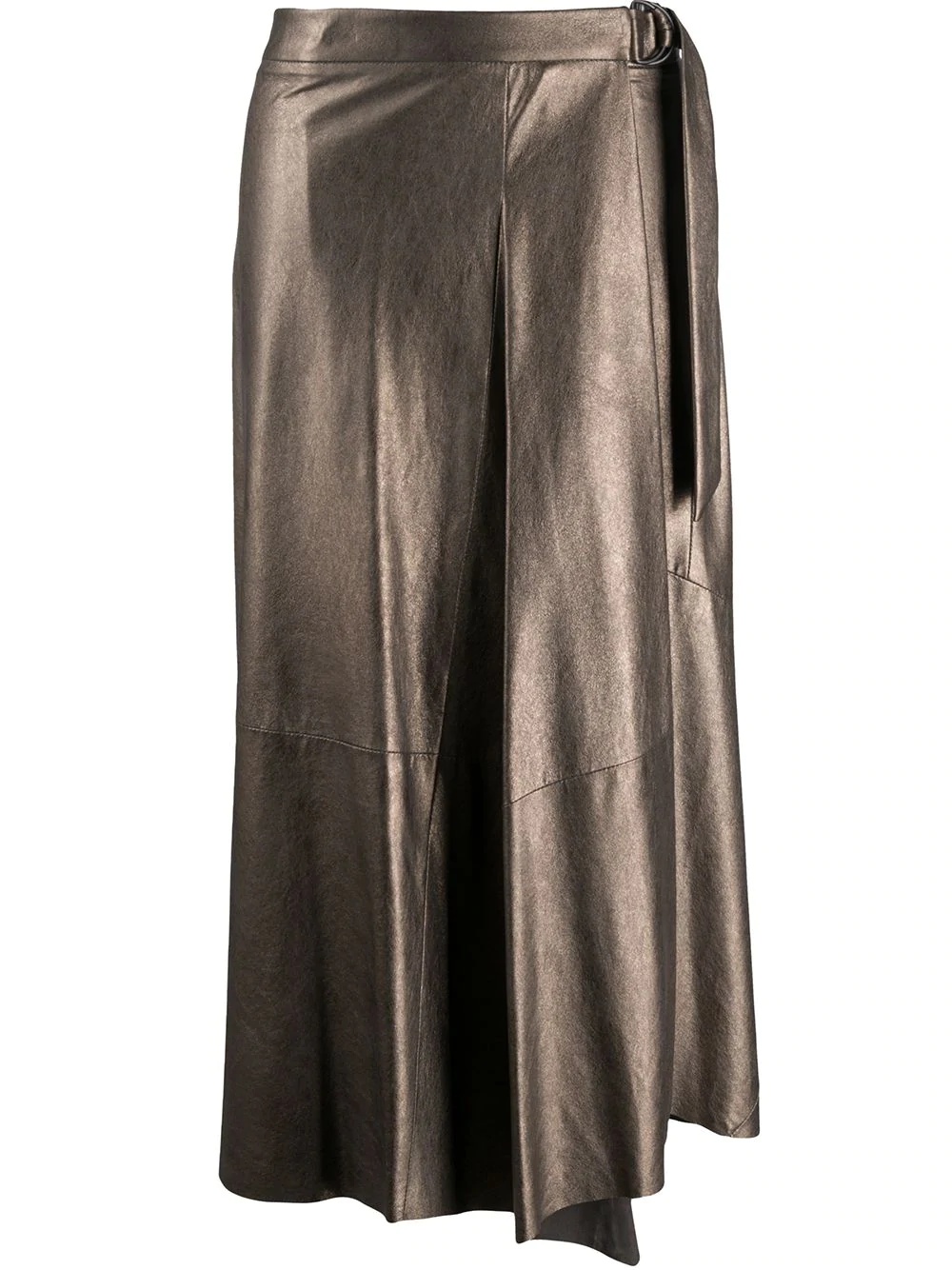 asymmetric metallic pleated skirt - 1