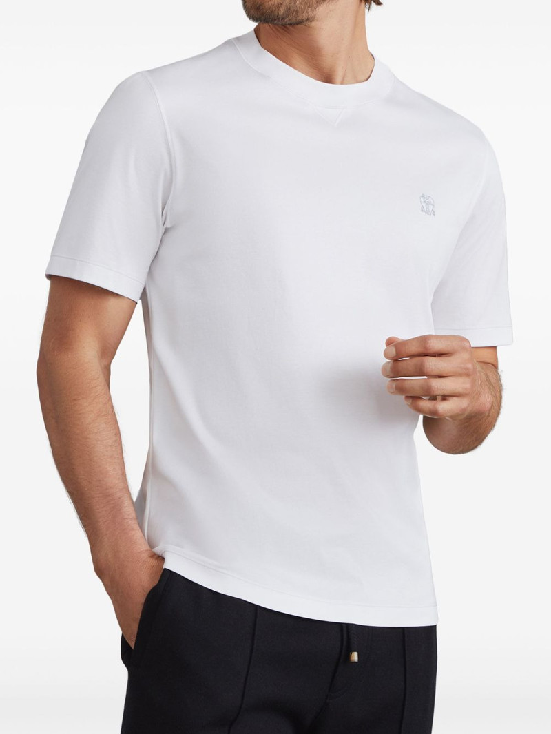 Brunello Cucinelli LOGO-EMBROIDERED CREW-NECK T-SHIRT outlook