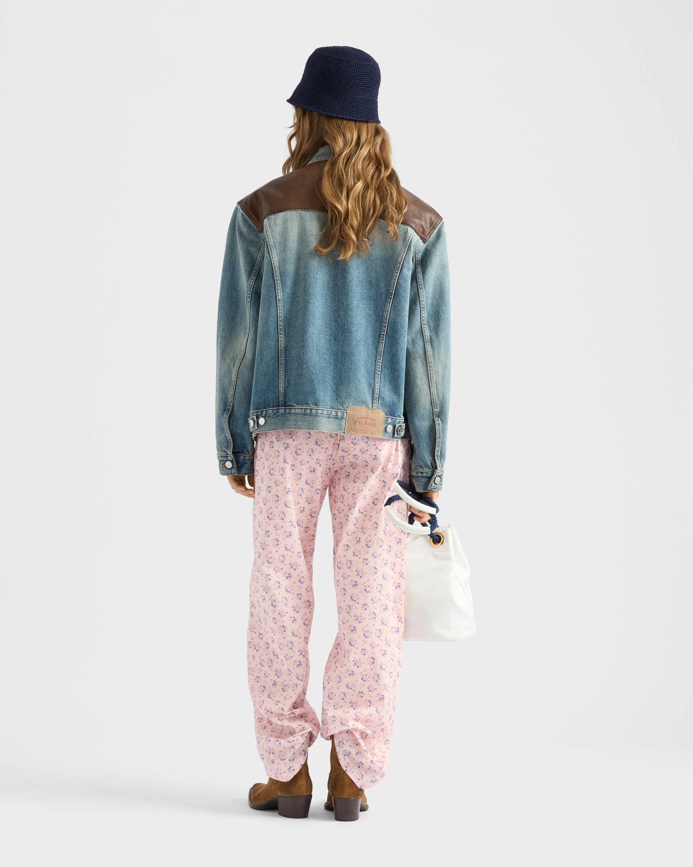 Denim and leather blouson jacket - 5