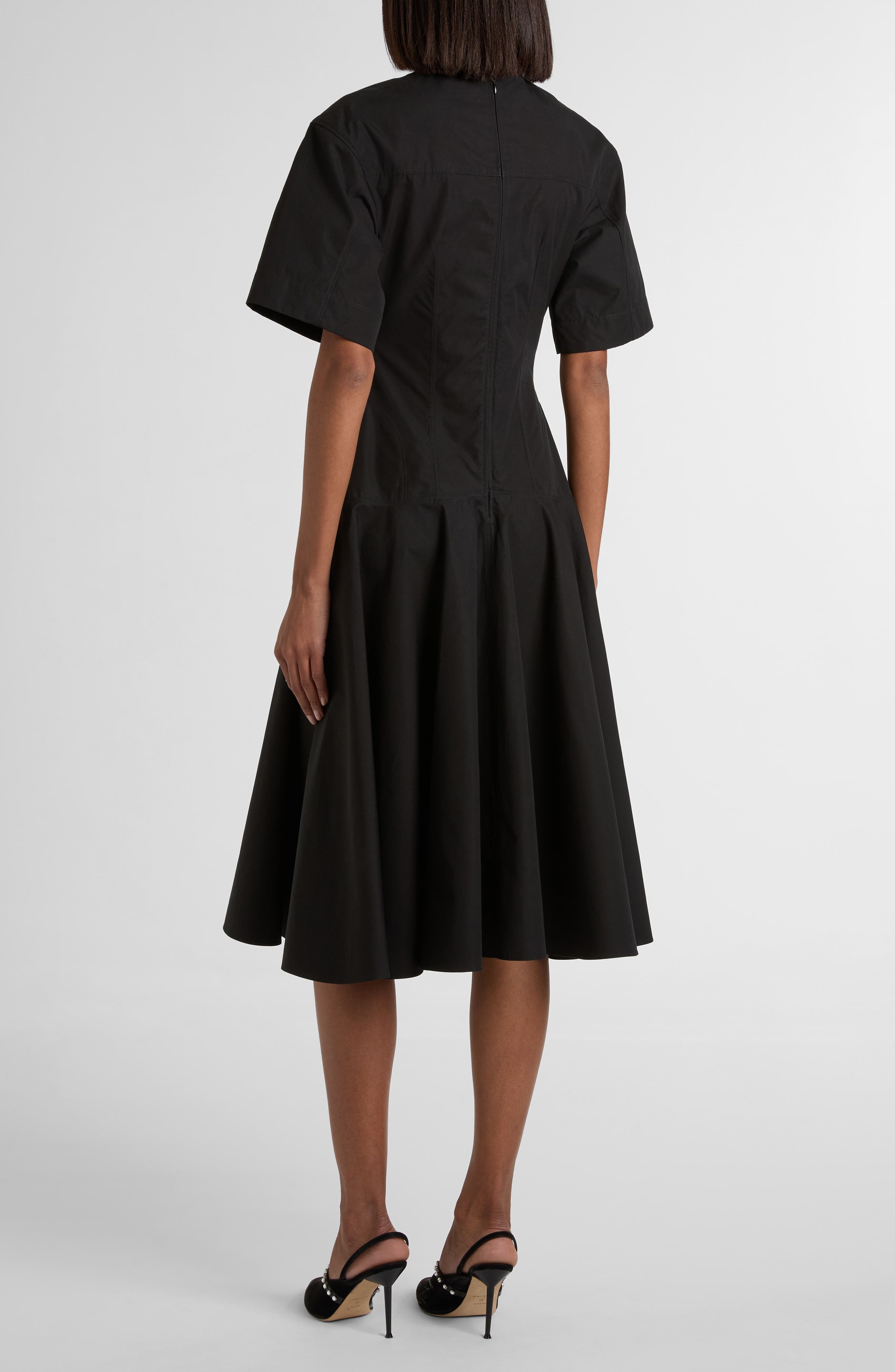 McQueen Cotton Poplin Midi Dress in Black at Nordstrom - 2