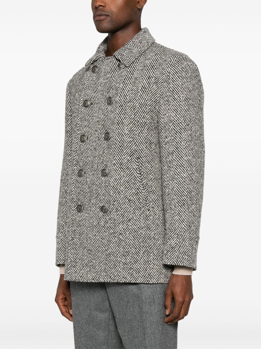 chevron virgin wool peacoat - 3