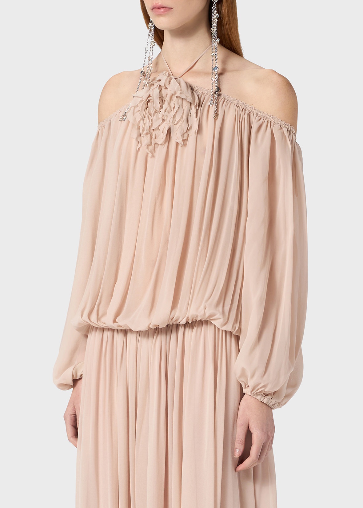 LONG DRESS WITH 3D FLOWER DECORATION - 5