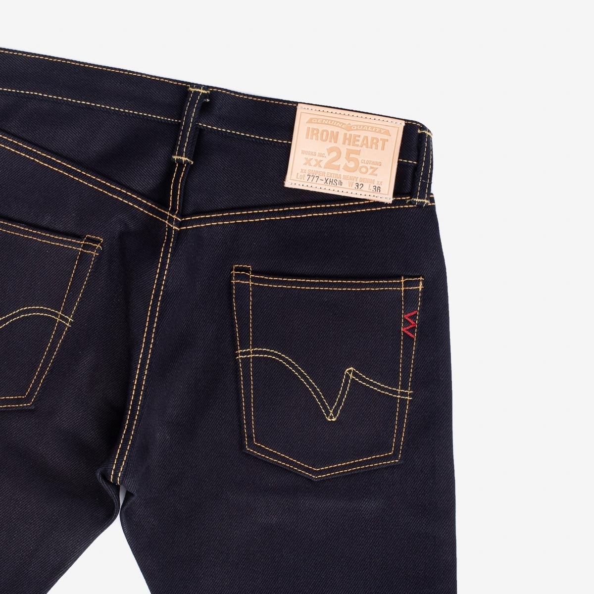 IH-777-XHSib 25oz Selvedge Denim Slim Tapered Cut Jeans - Indigo/Black - 4