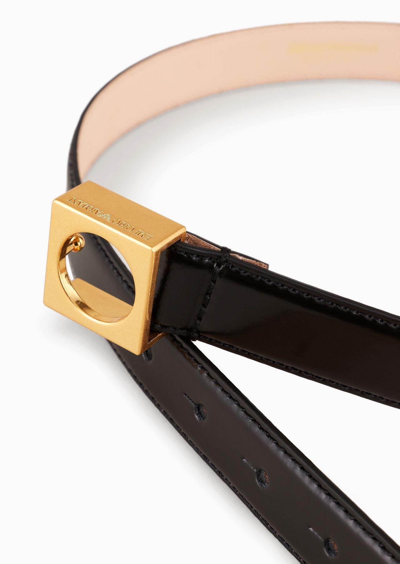 Brushed-leather belt with geometric buckle - 2