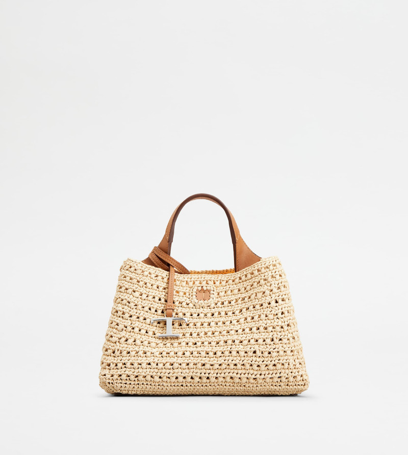 BAG IN RAFFIA AND LEATHER MICRO - BEIGE, BROWN 1