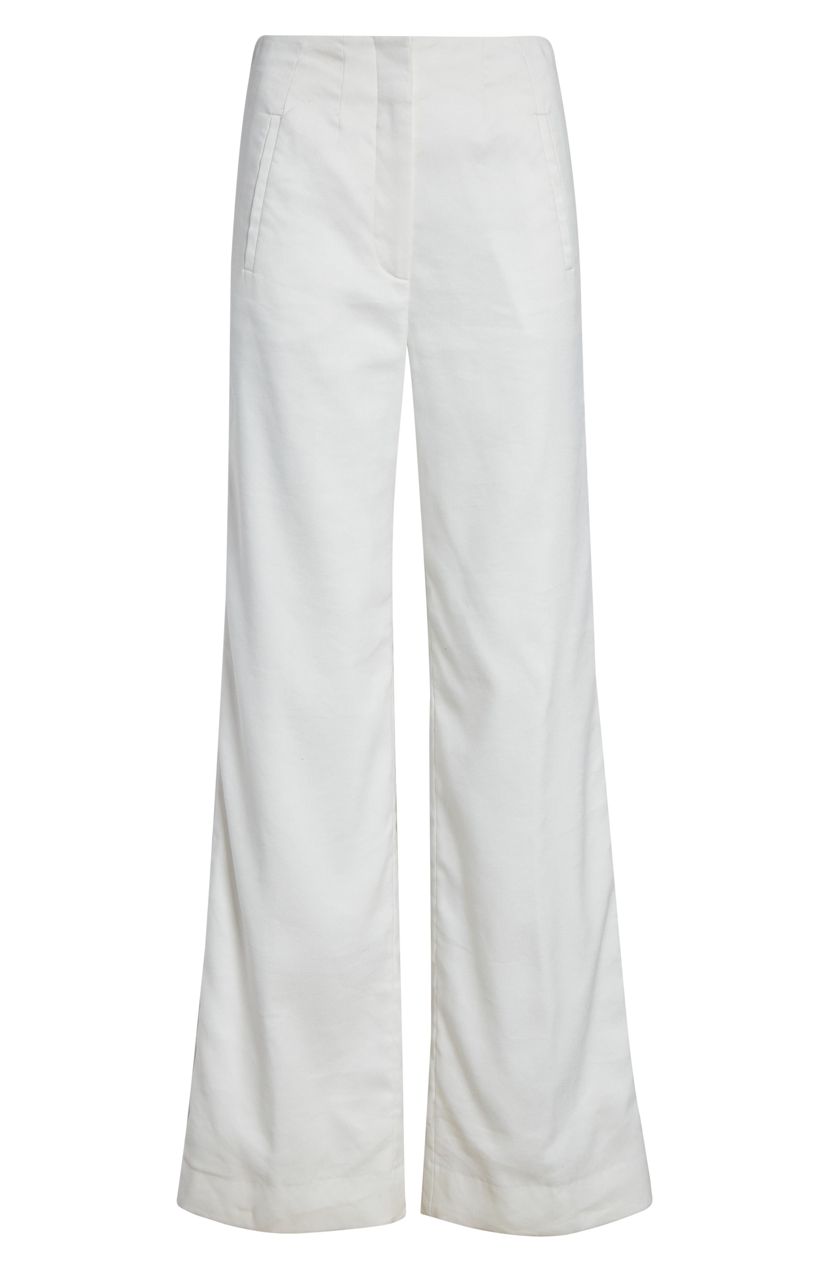 Veronica Beard Jude Wide Leg Linen Blend Pants in Off White at Nordstrom - 5