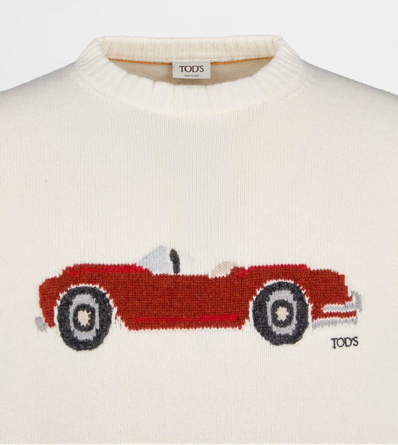 ROUND-NECK PULLOVER IN WOOL AND CASHMERE - WHITE 6