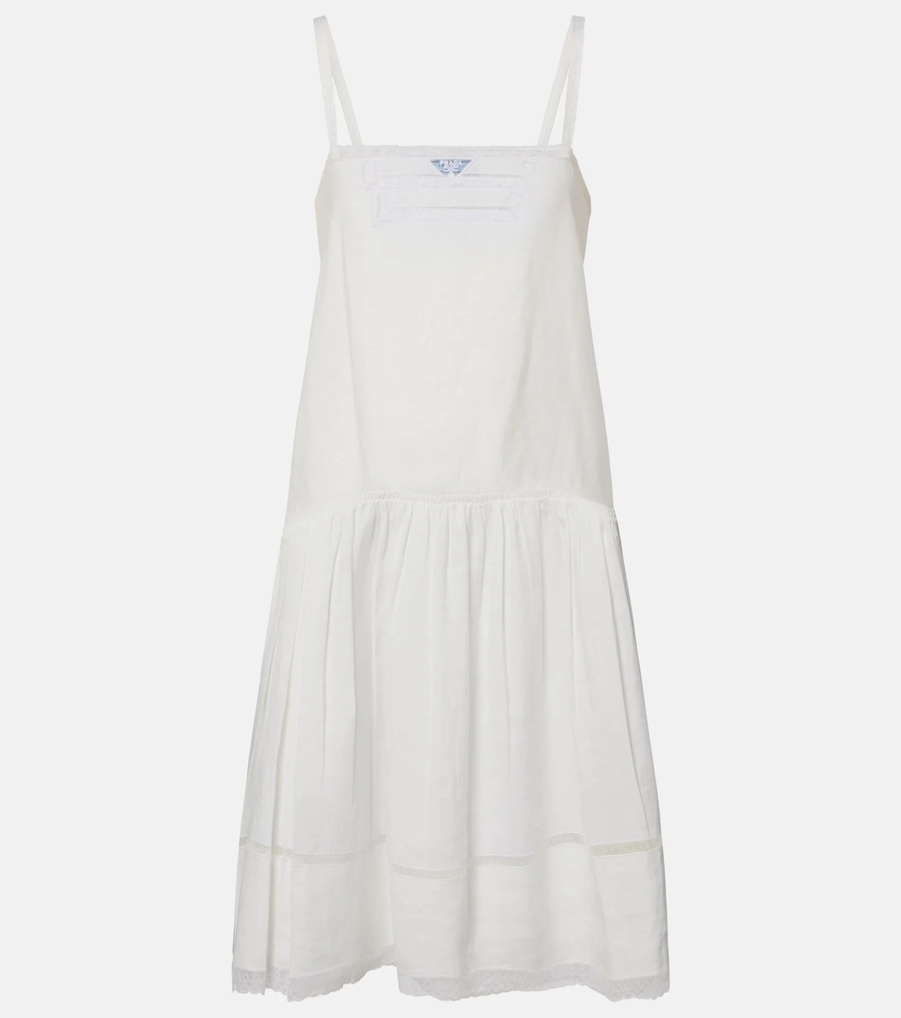 Lace-trimmed linen minidress - 1