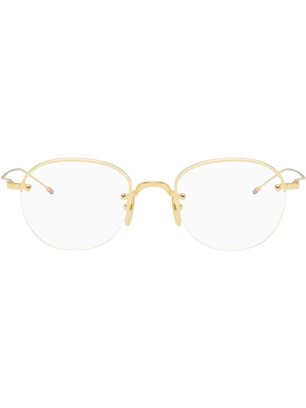 Gold Titanium Semi Rimless Oval Glasses - 1