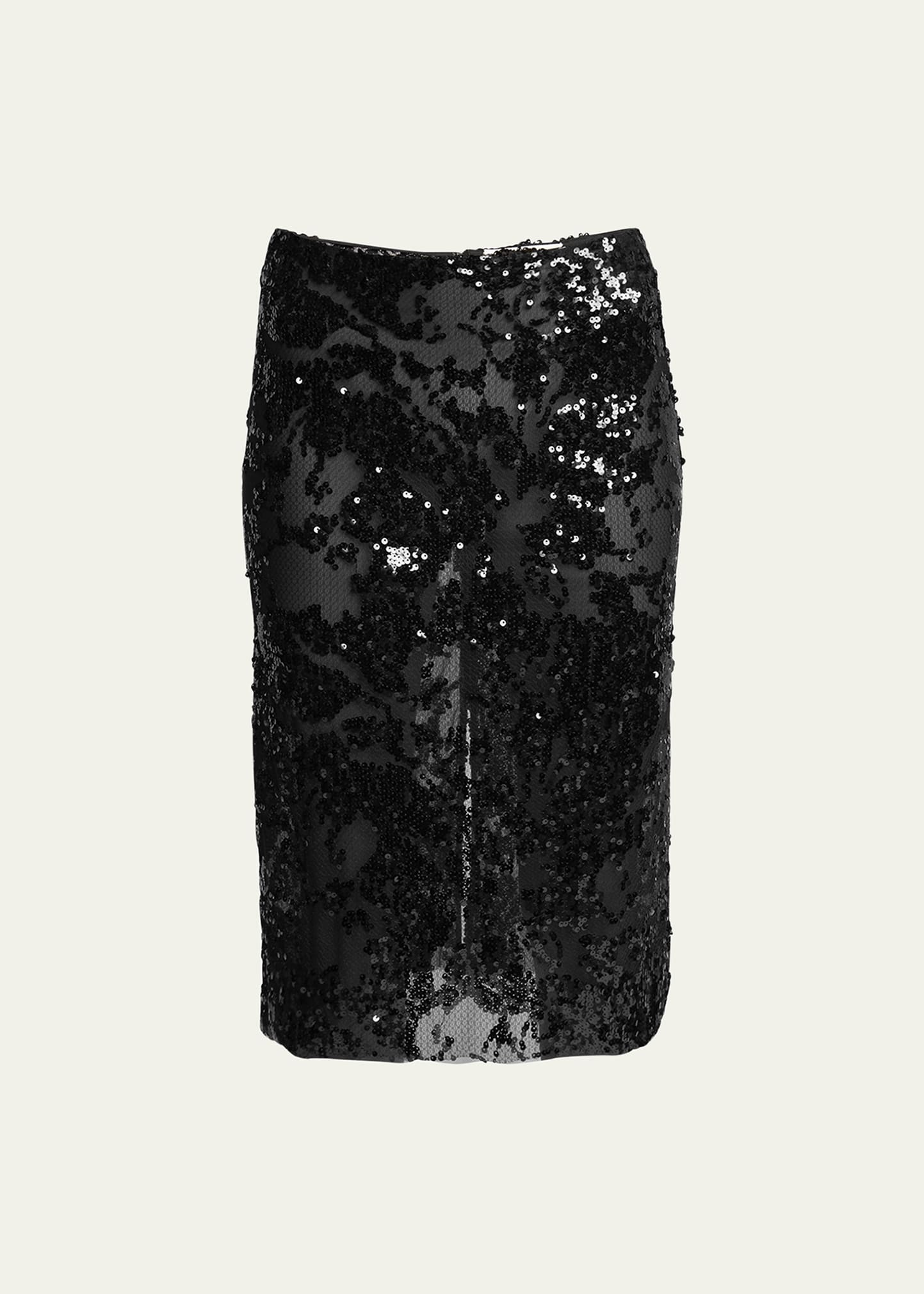 Sequined Straight Skirt - 1