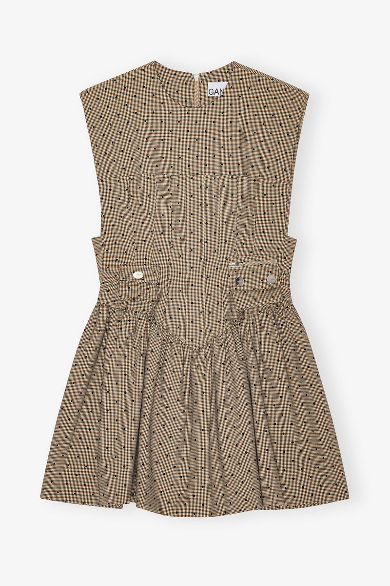 BROWN FLOCK SUITING CORSET MINI DRESS 1