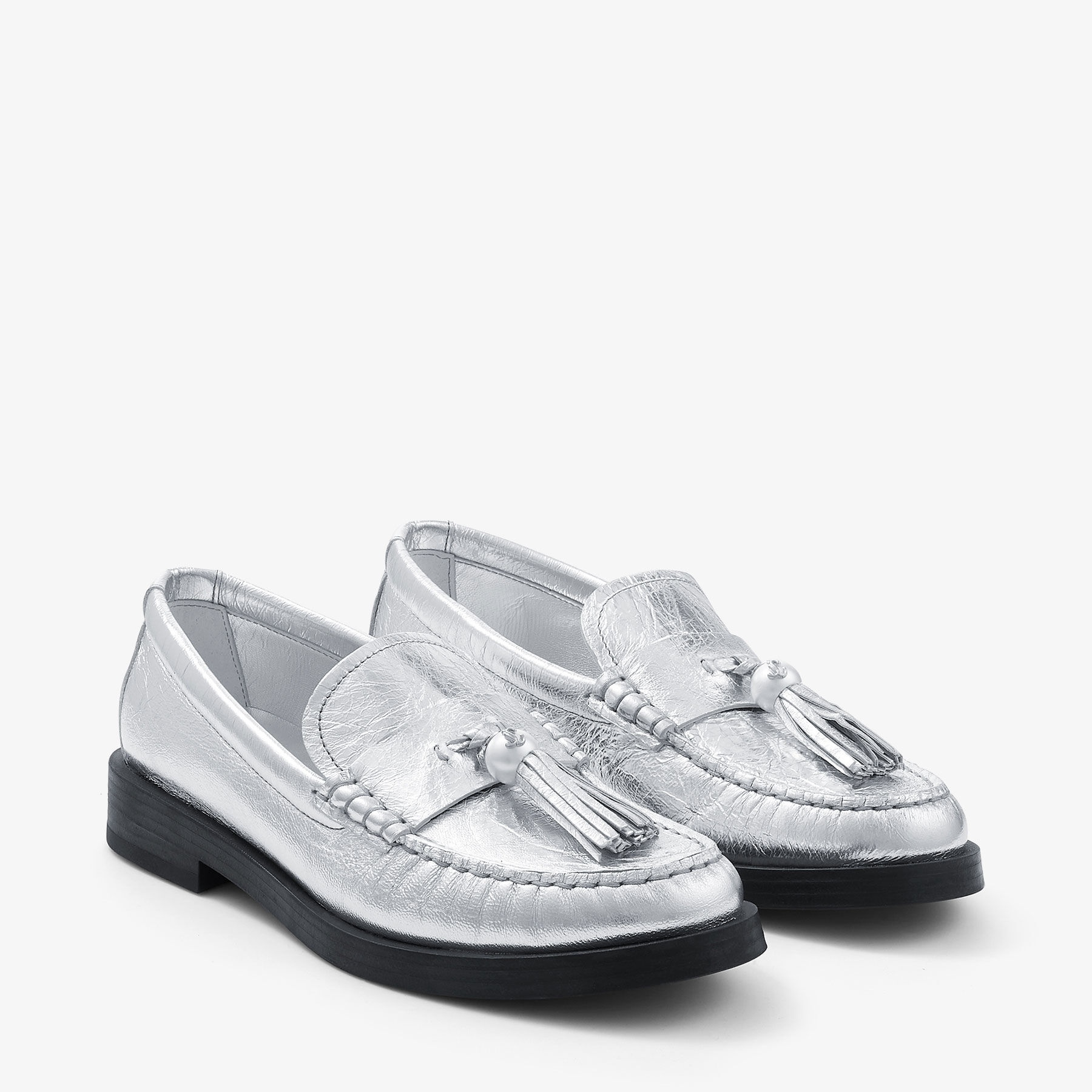 Addie/Pearl
Silver Metallic Leather Loafers - 3