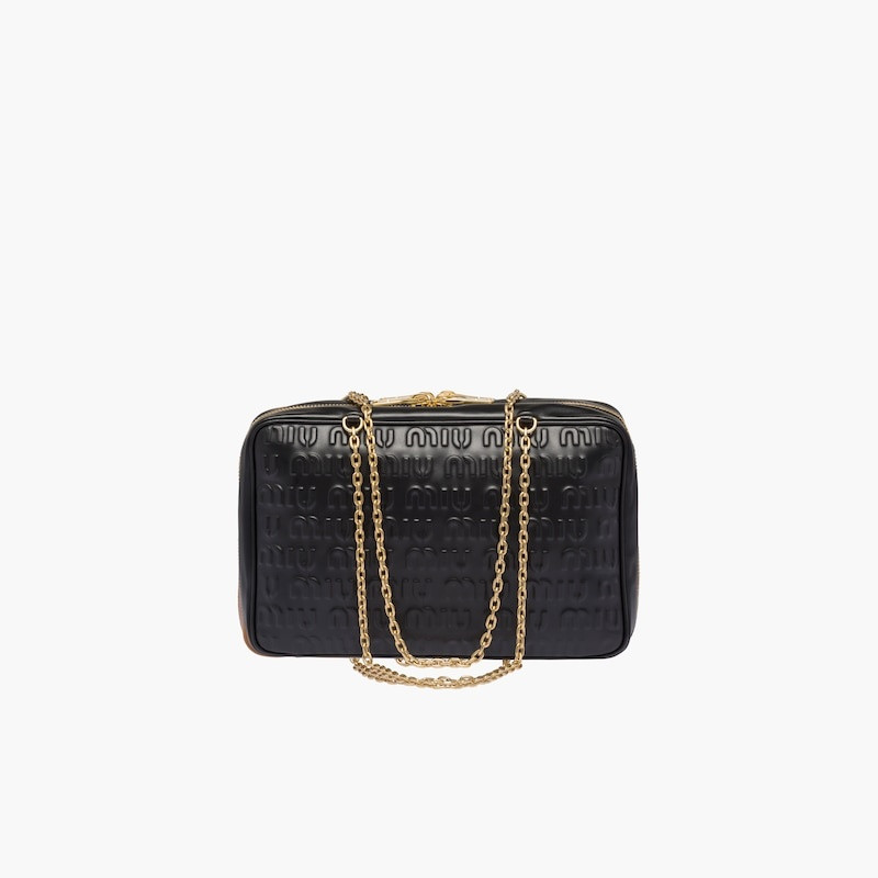Miu Miu Leather top-handle bag with embossed logo outlook
