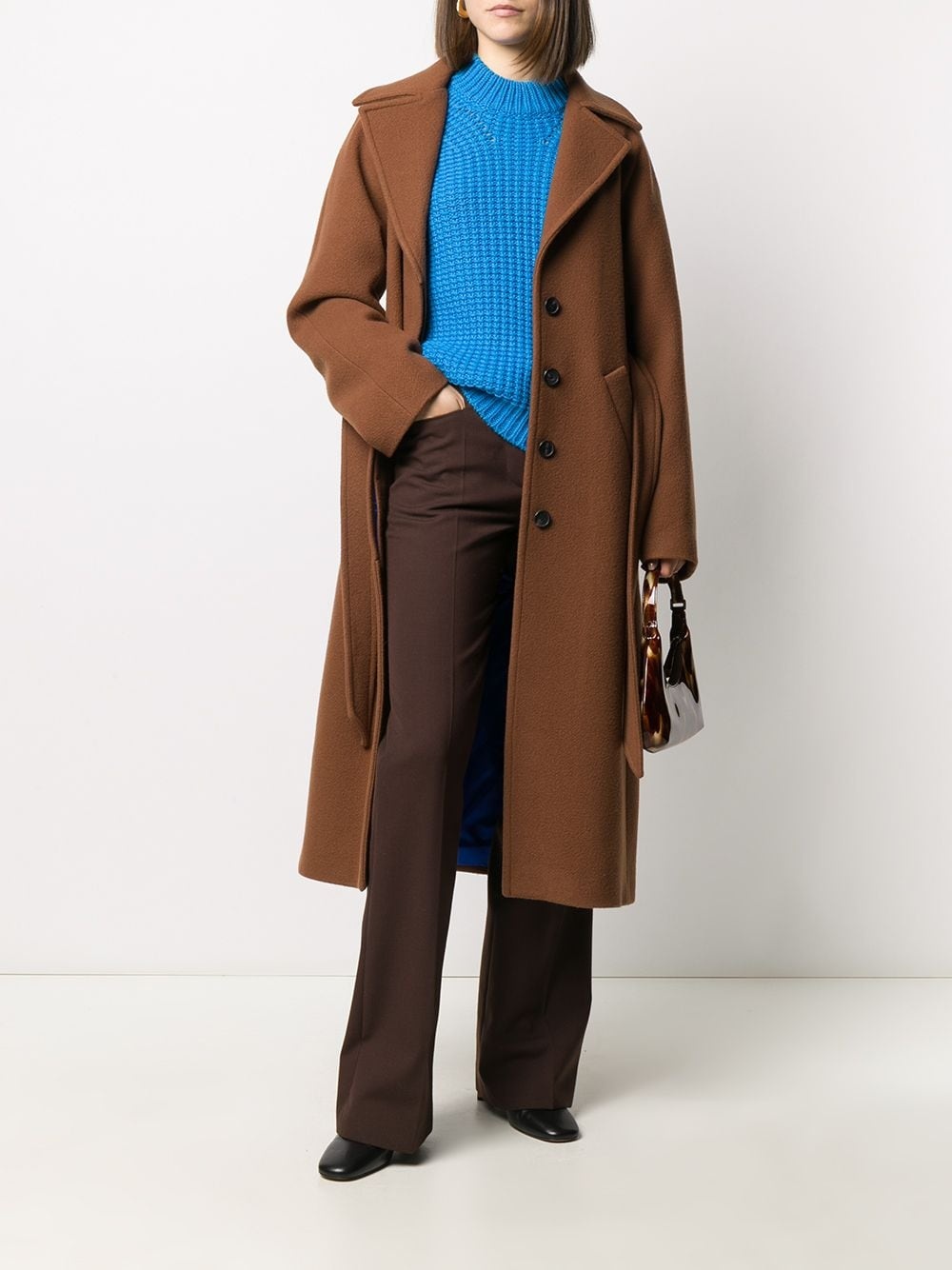 belted mid-length coat - 2