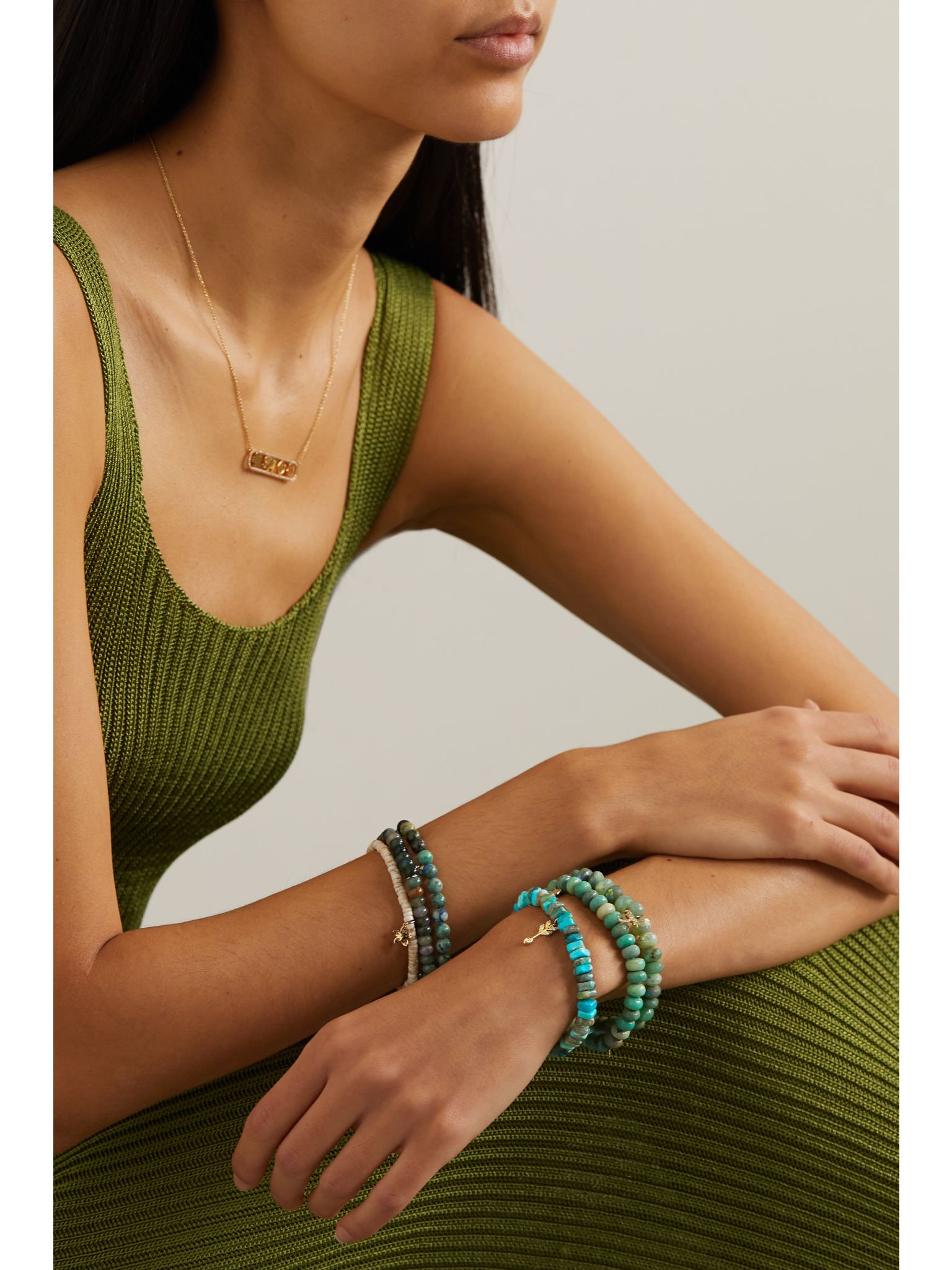 Small Arrow 14-karat gold, turquoise and diamond bracelet Blue - 5